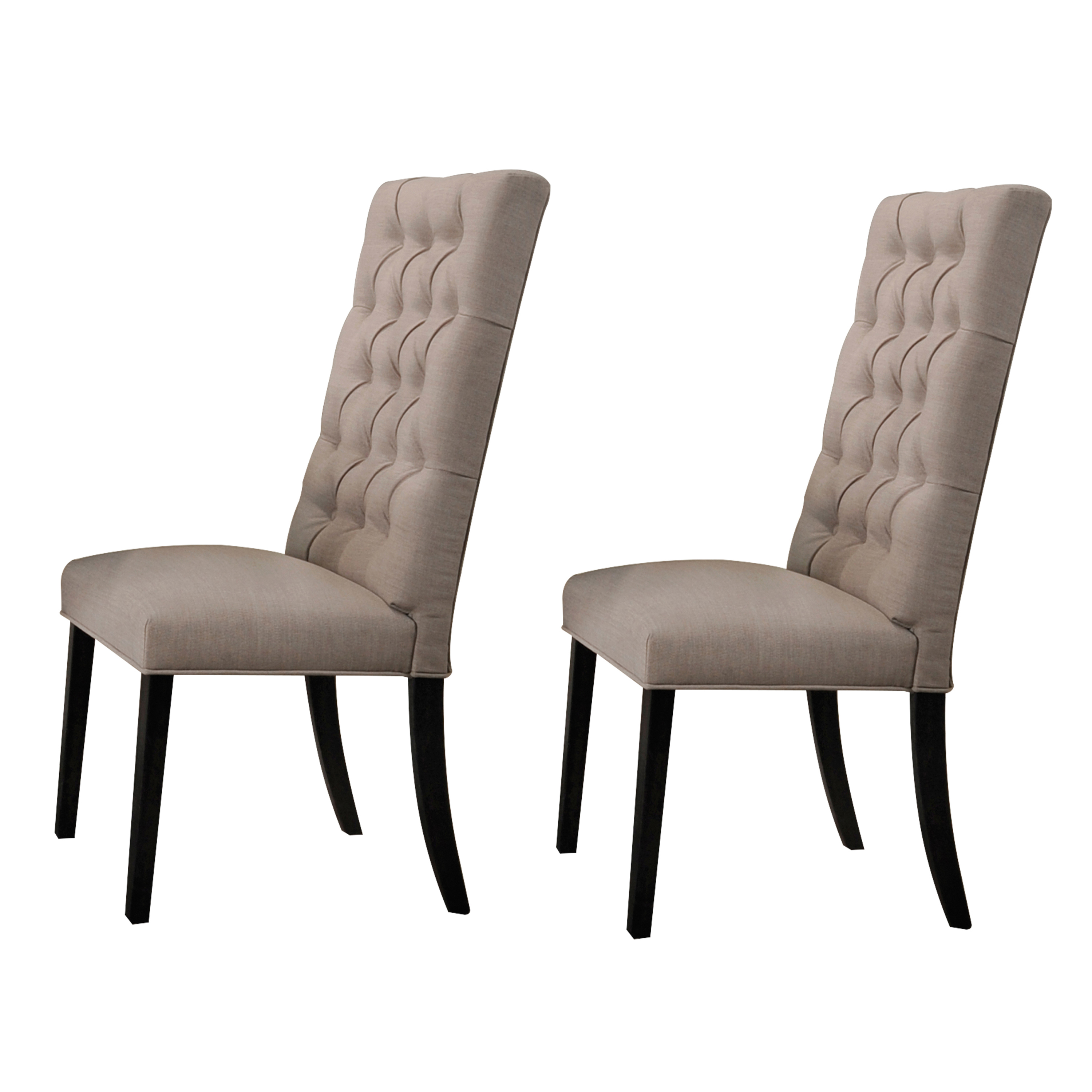 Tan and Vintage Black Tufted Parson Chairs (Set of 2)