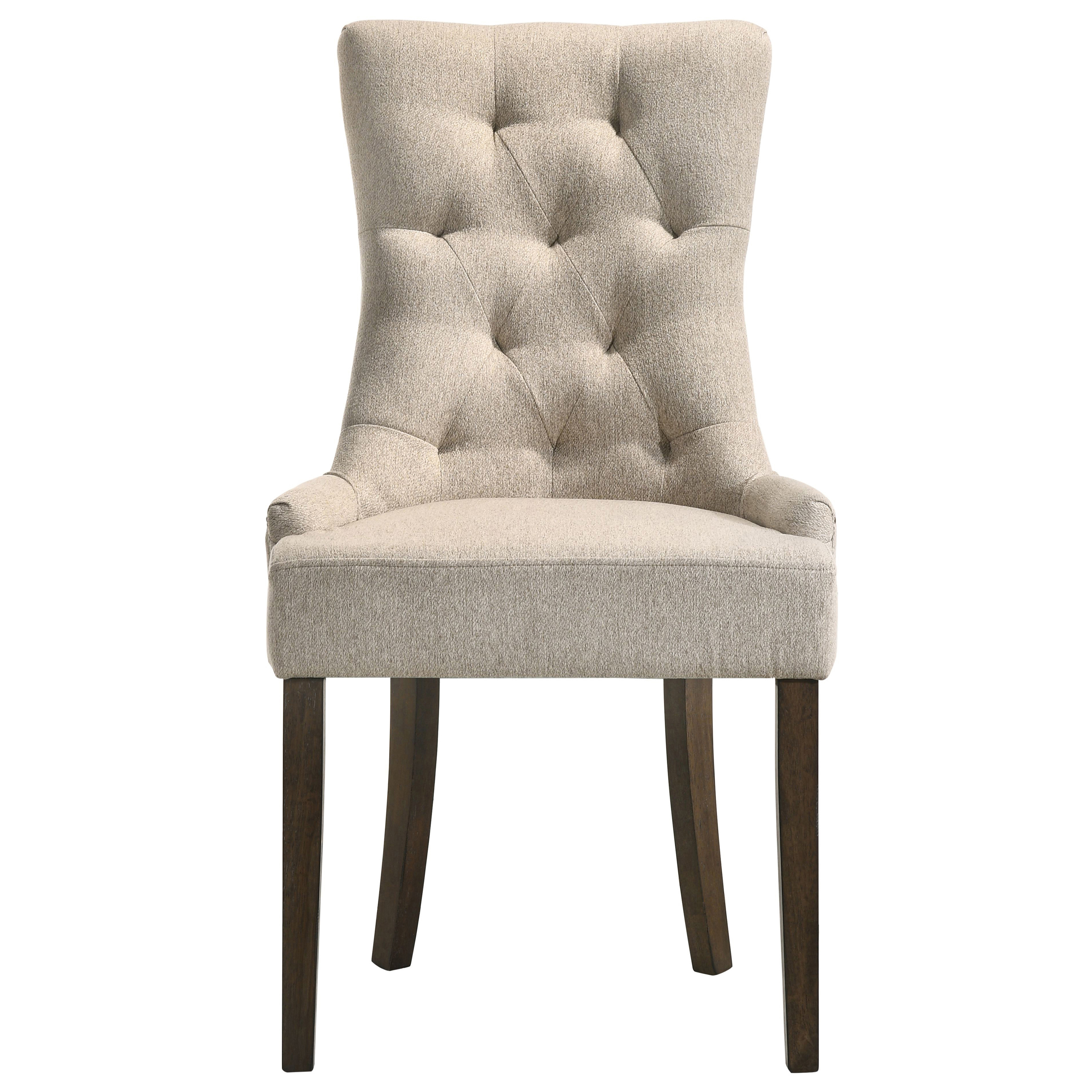 Beige and Weathered Oak Tufted Back Parson Chairs (Set of 2)