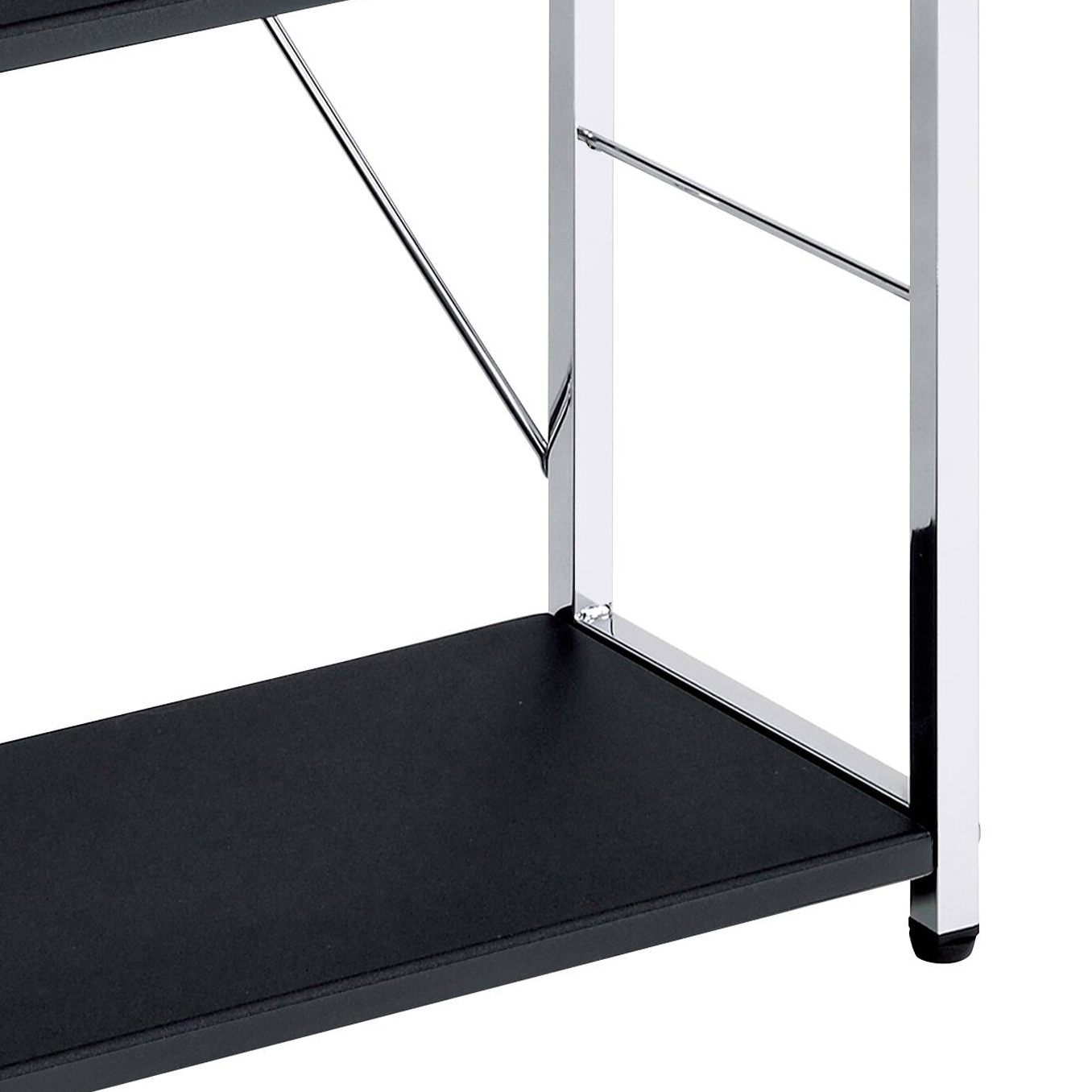 Black and Chrome 4-Tier Rectangular Bookshelf