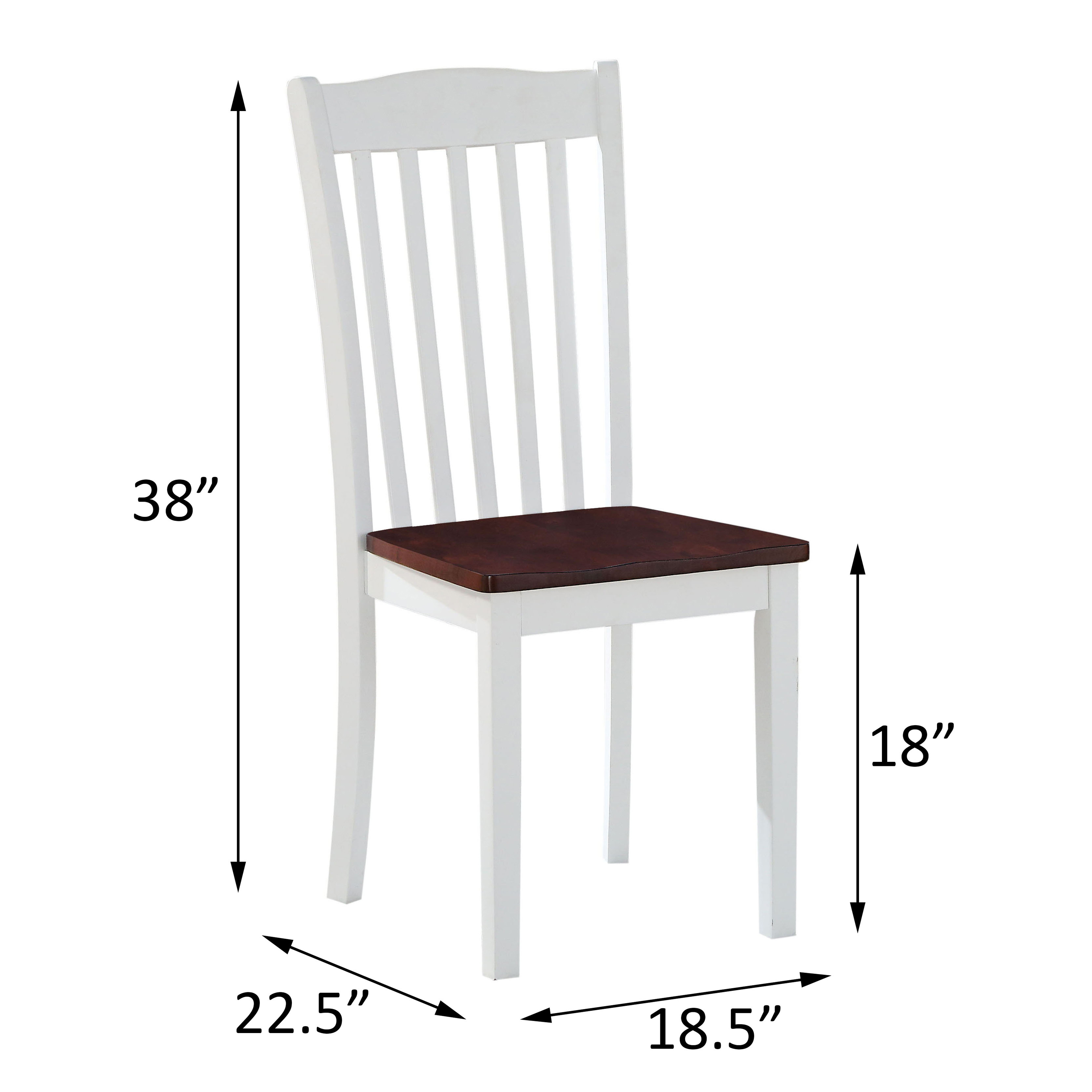 White and Walnut Slat Back Side Chairs (Set of 2)