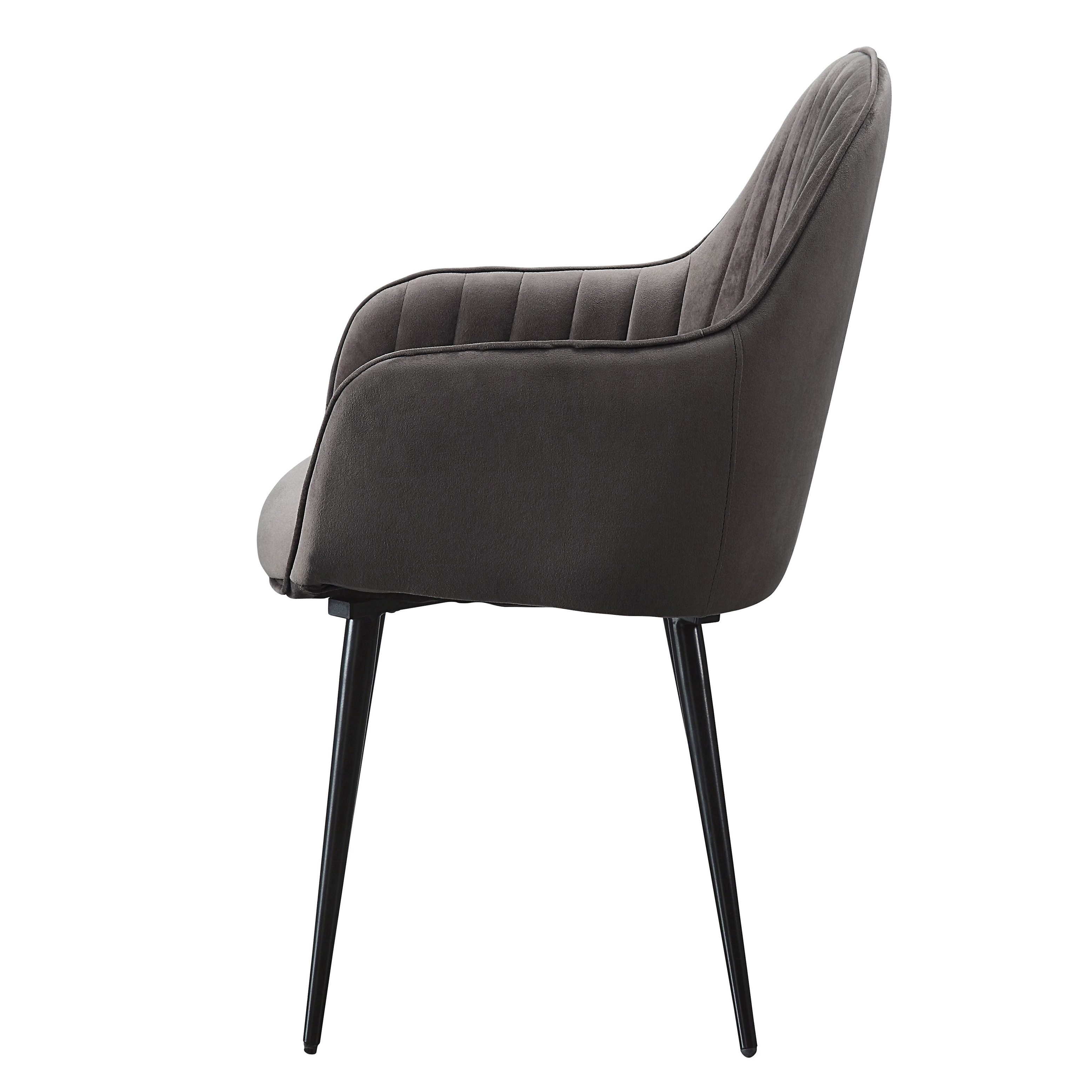 Dark Grey and Black Tufted Back Dining Chairs (Set of 2)