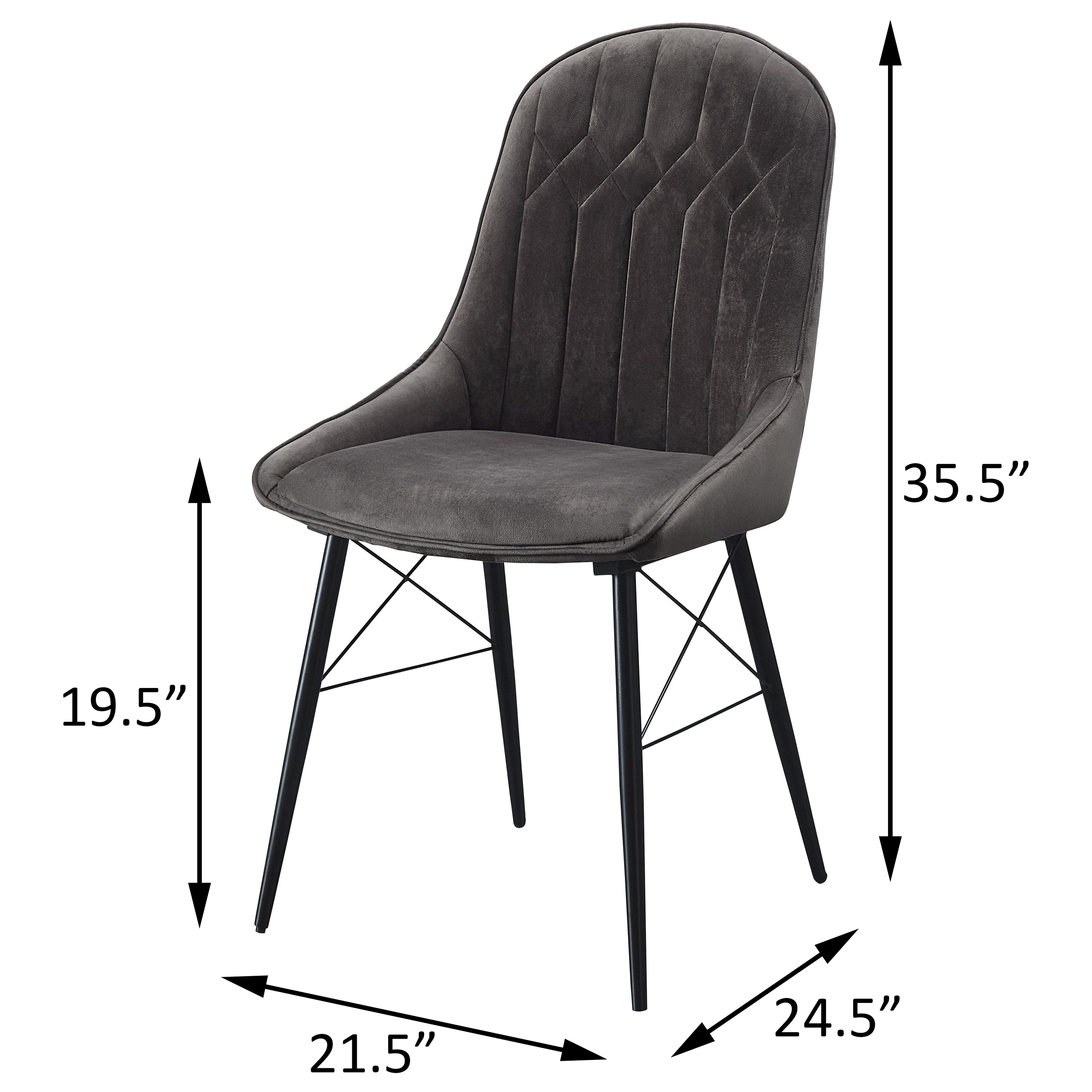 Grey and Black Tufted Back Dining Chairs (Set of 2)