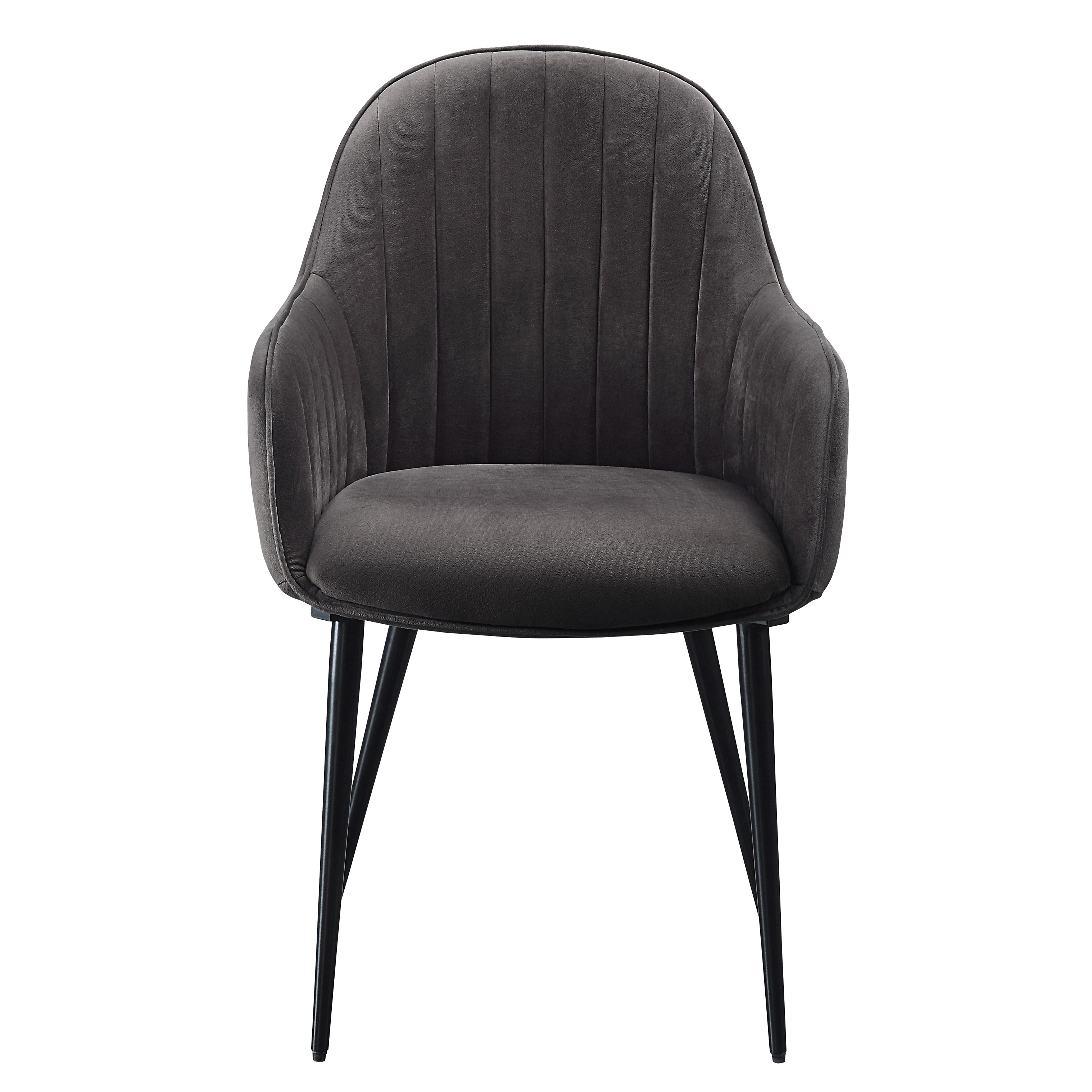 Dark Grey and Black Tufted Back Dining Chairs (Set of 2)