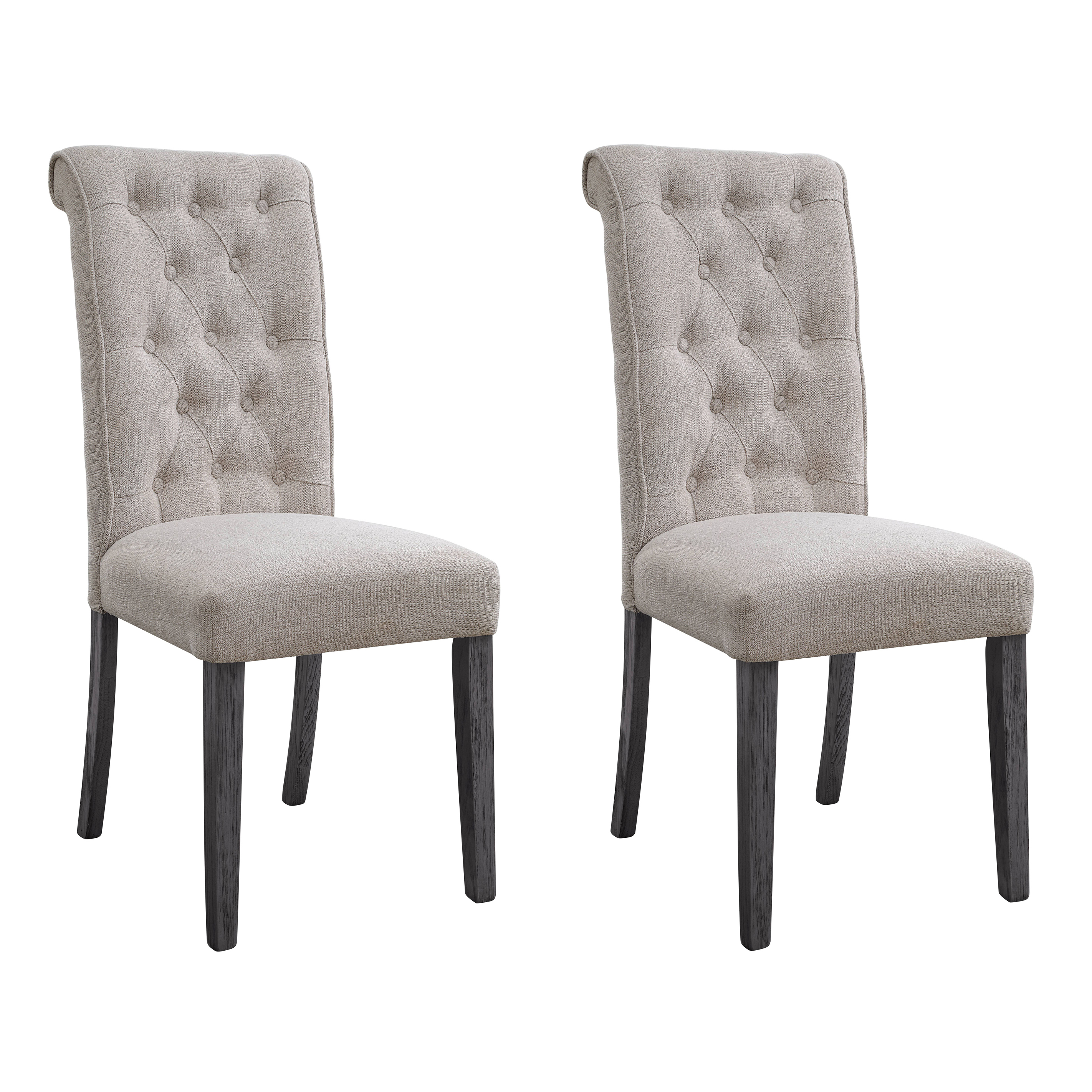 Beige and Grey Tufted Back Side Chairs (Set of 2)