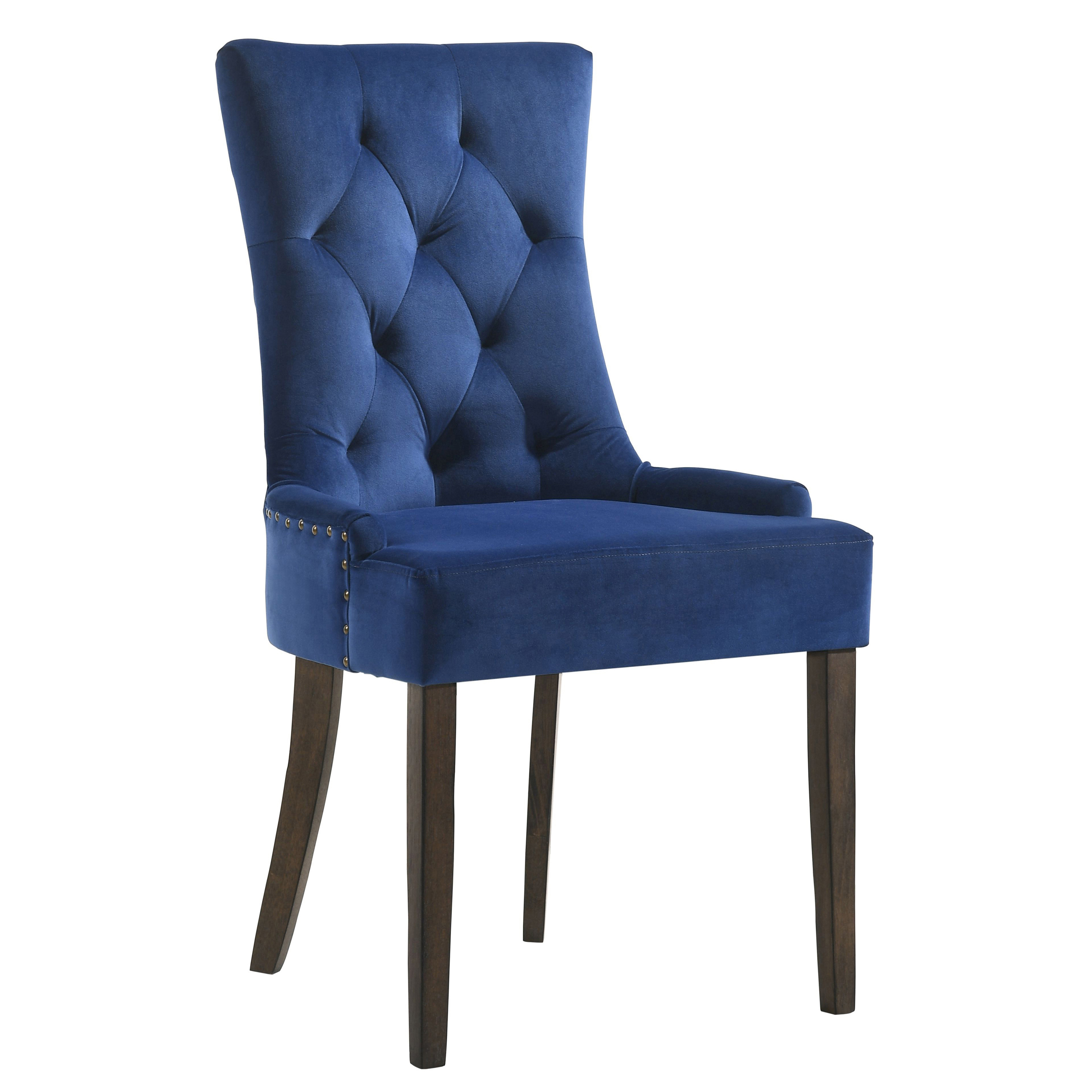 Blue and Weathered Oak Tufted Back Side Chairs (Set of 2)