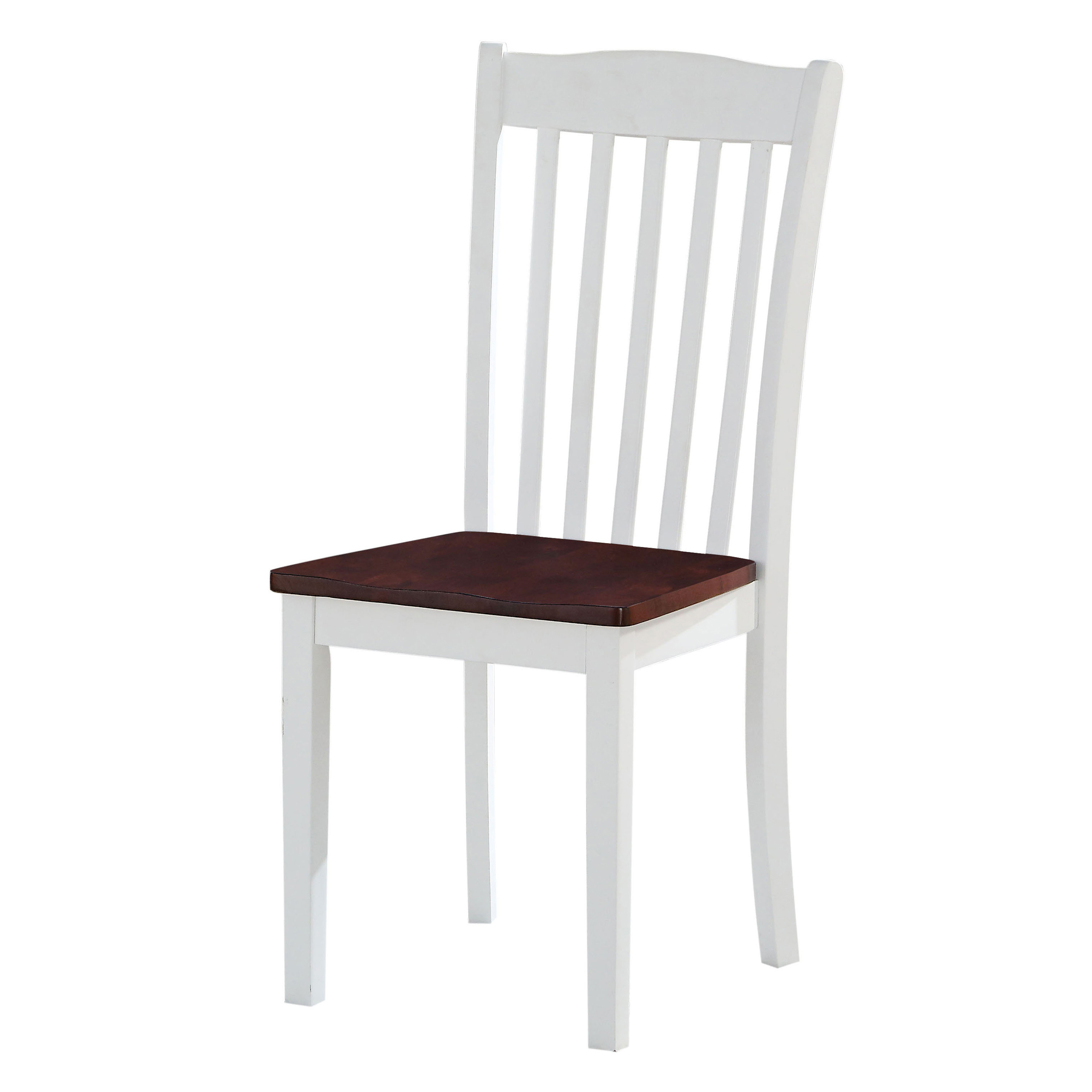 White and Walnut Slat Back Side Chairs (Set of 2)