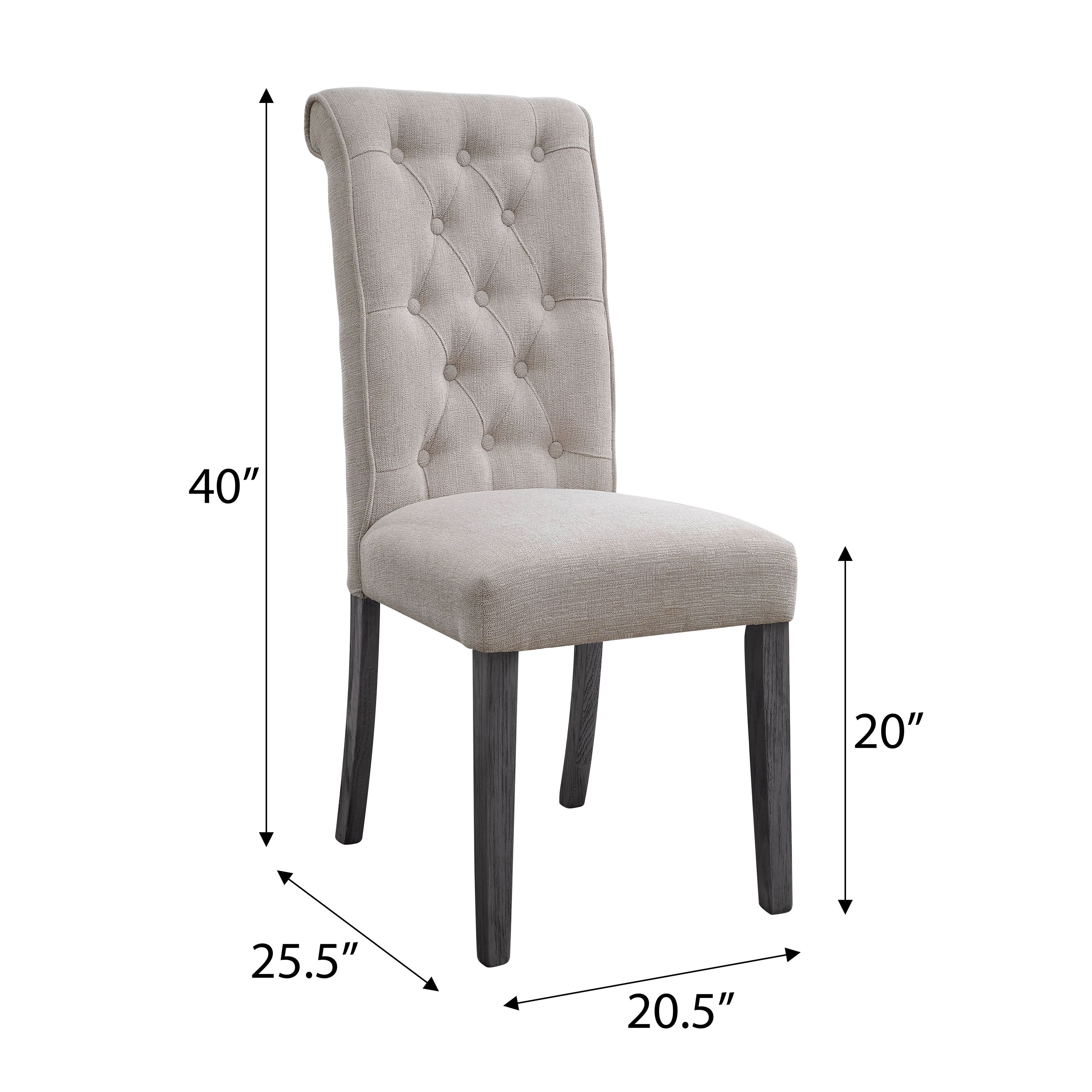 Beige and Grey Tufted Back Side Chairs (Set of 2)