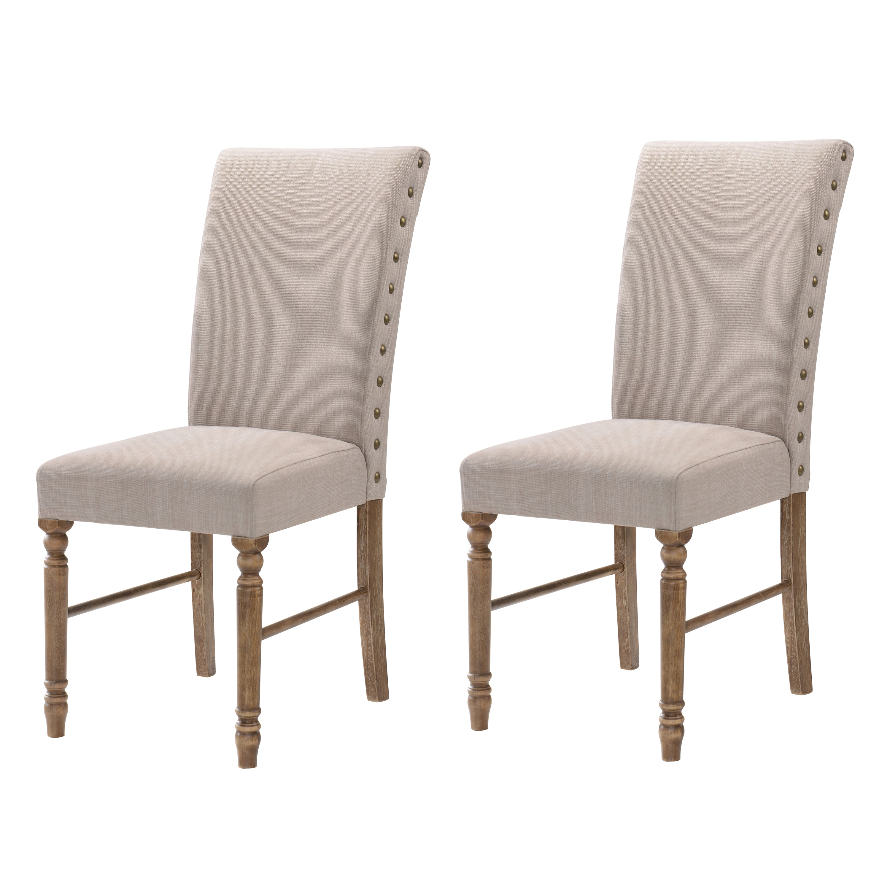 Cream and Weathered Oak Tight Back Parson Chairs (Set of 2)