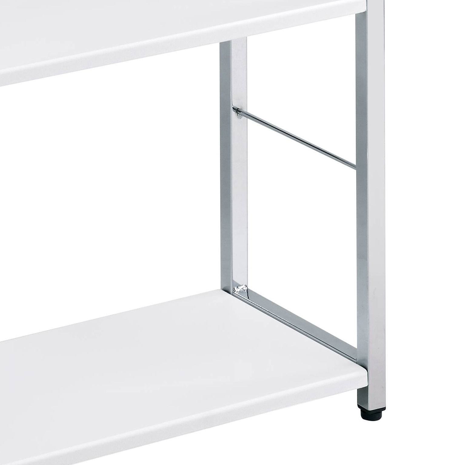 White and Chrome 4-Tier Rectangular Bookshelf