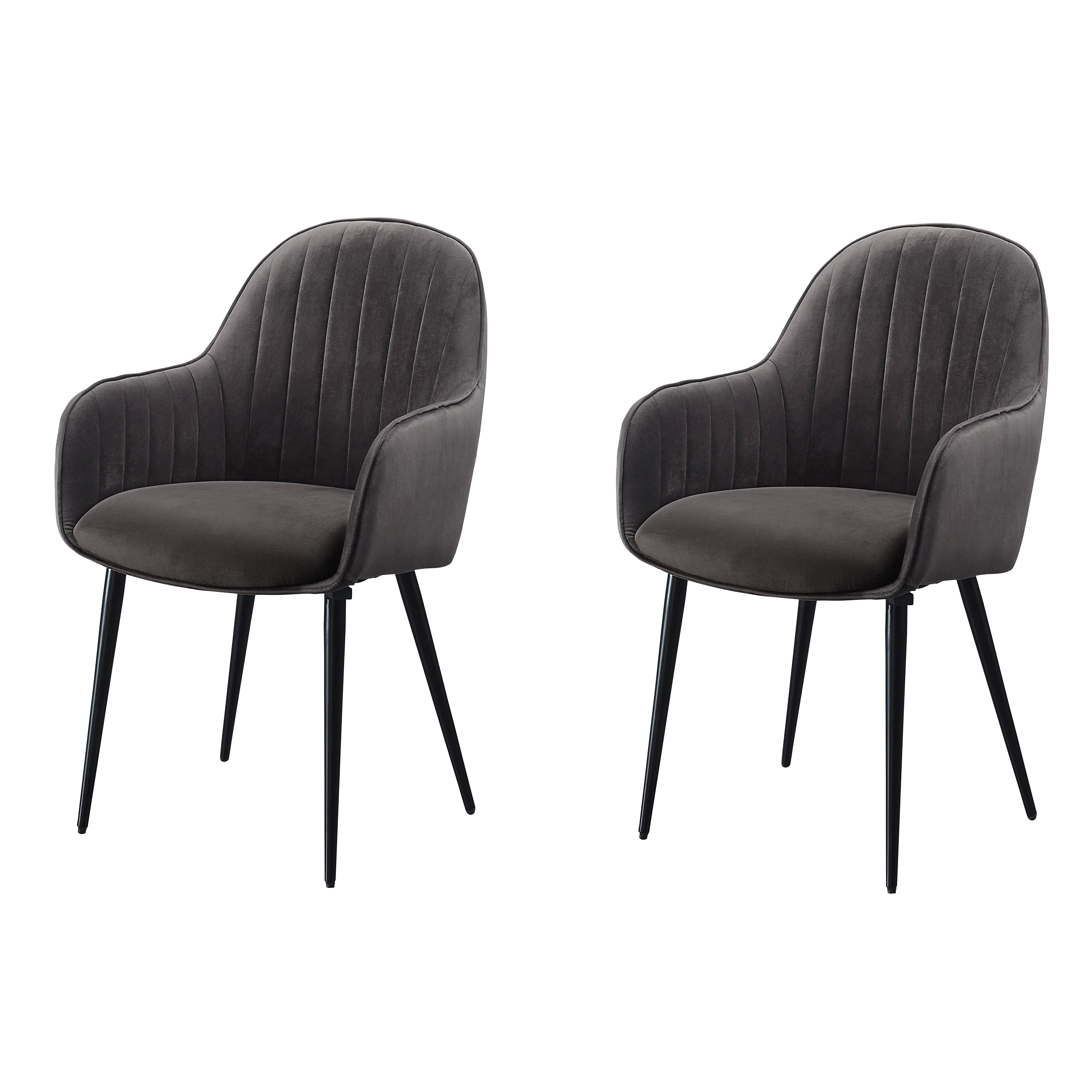 Dark Grey and Black Tufted Back Dining Chairs (Set of 2)