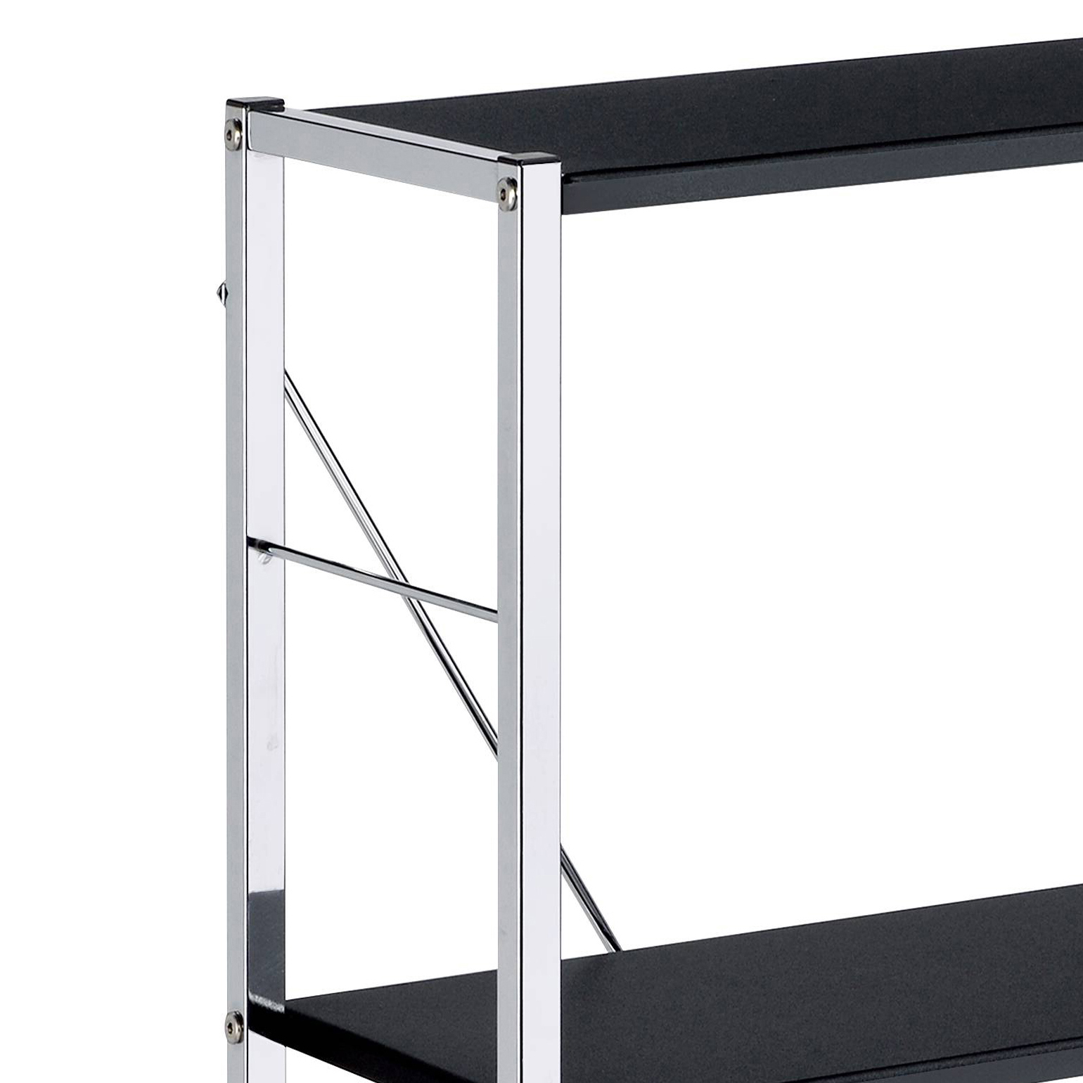 Black and Chrome 4-Tier Rectangular Bookshelf