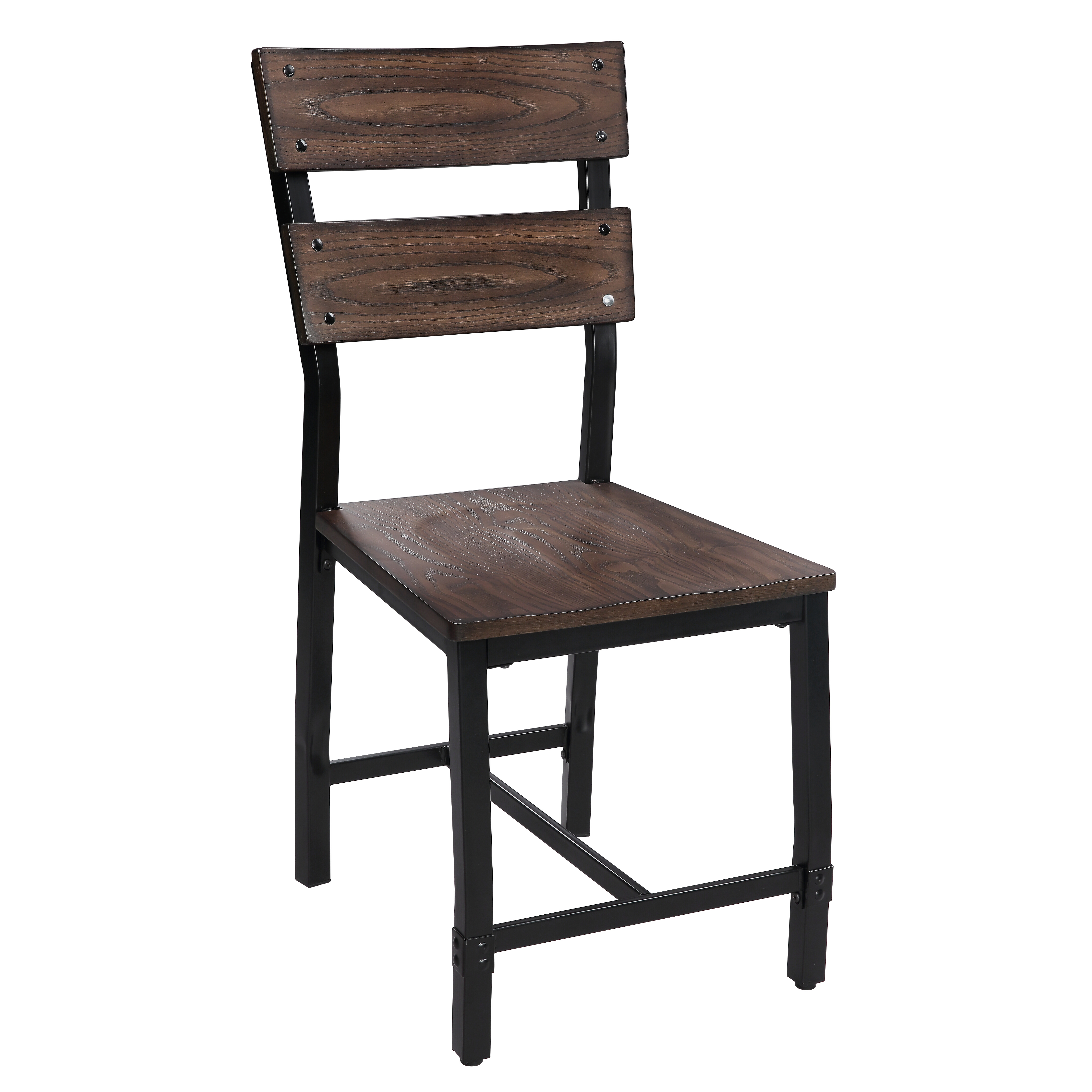 Oak and Black Ladder Back Side Chairs (Set of 2)