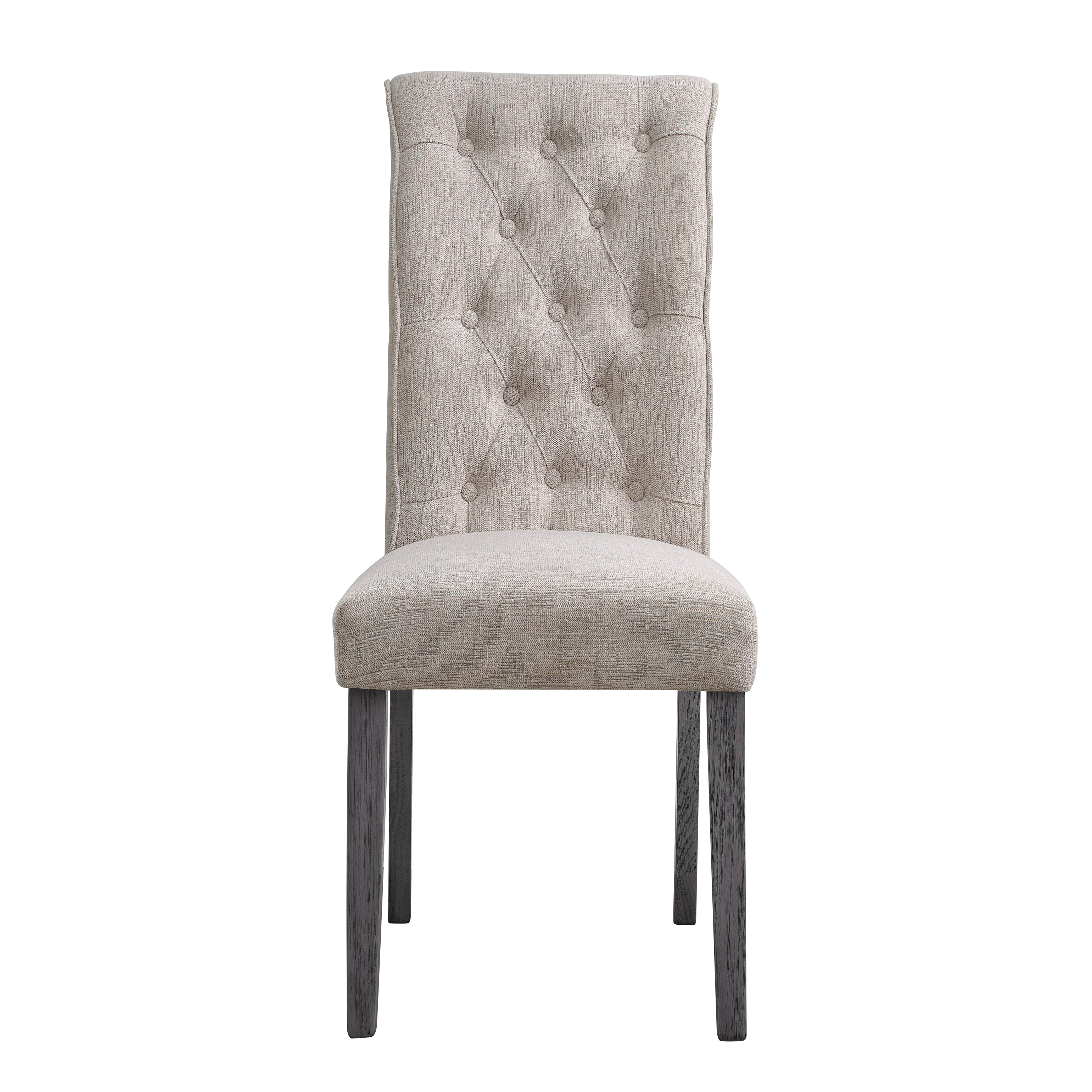 Beige and Grey Tufted Back Side Chairs (Set of 2)