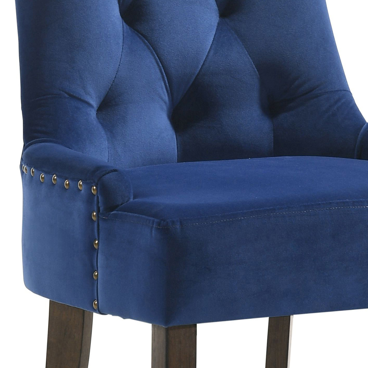 Blue and Weathered Oak Tufted Back Side Chairs (Set of 2)