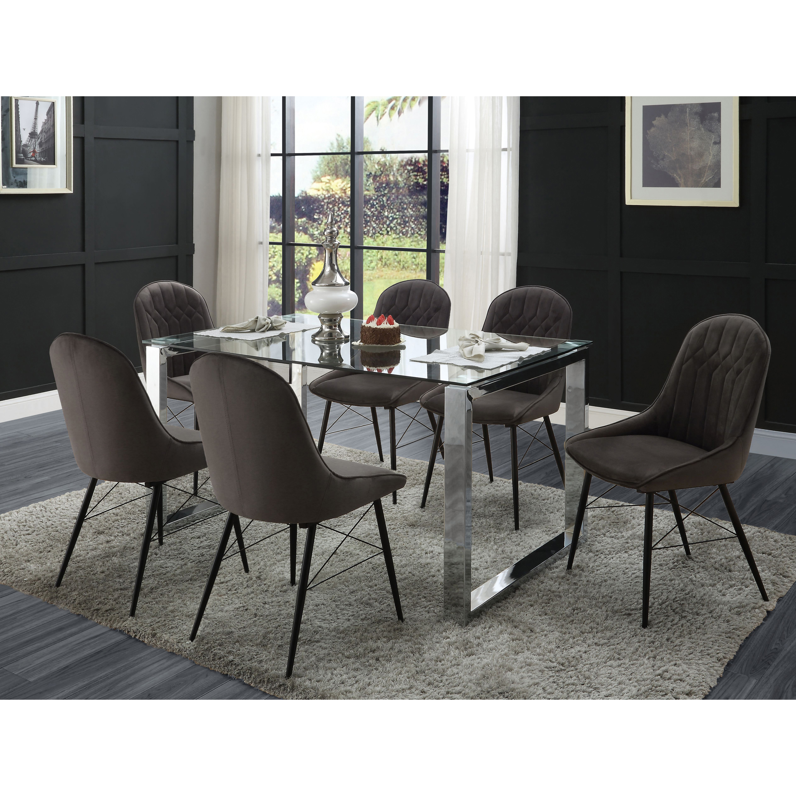 Grey and Black Tufted Back Dining Chairs (Set of 2)