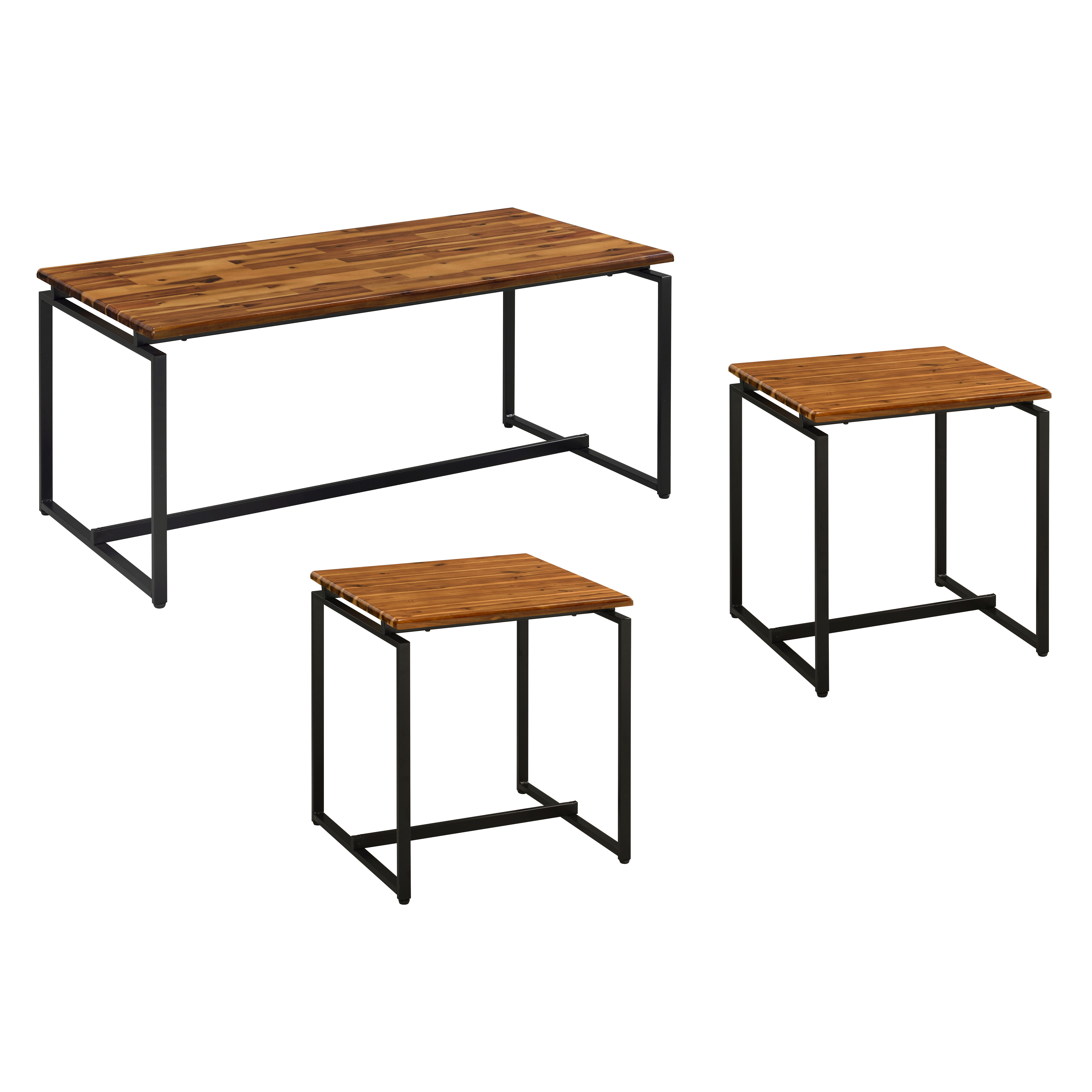 Oak and Black Occasional Set with Trestle Base