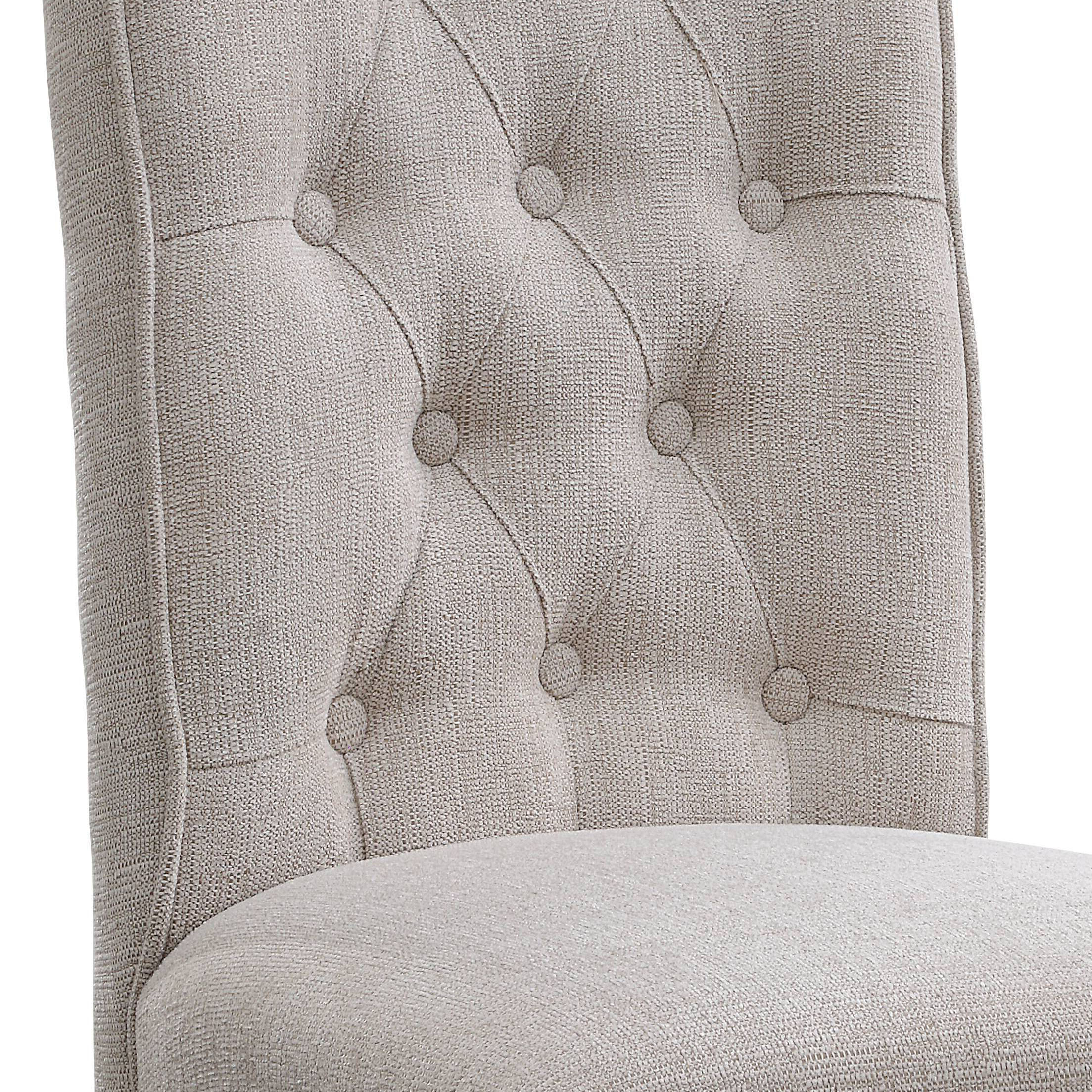 Beige and Grey Tufted Back Side Chairs (Set of 2)