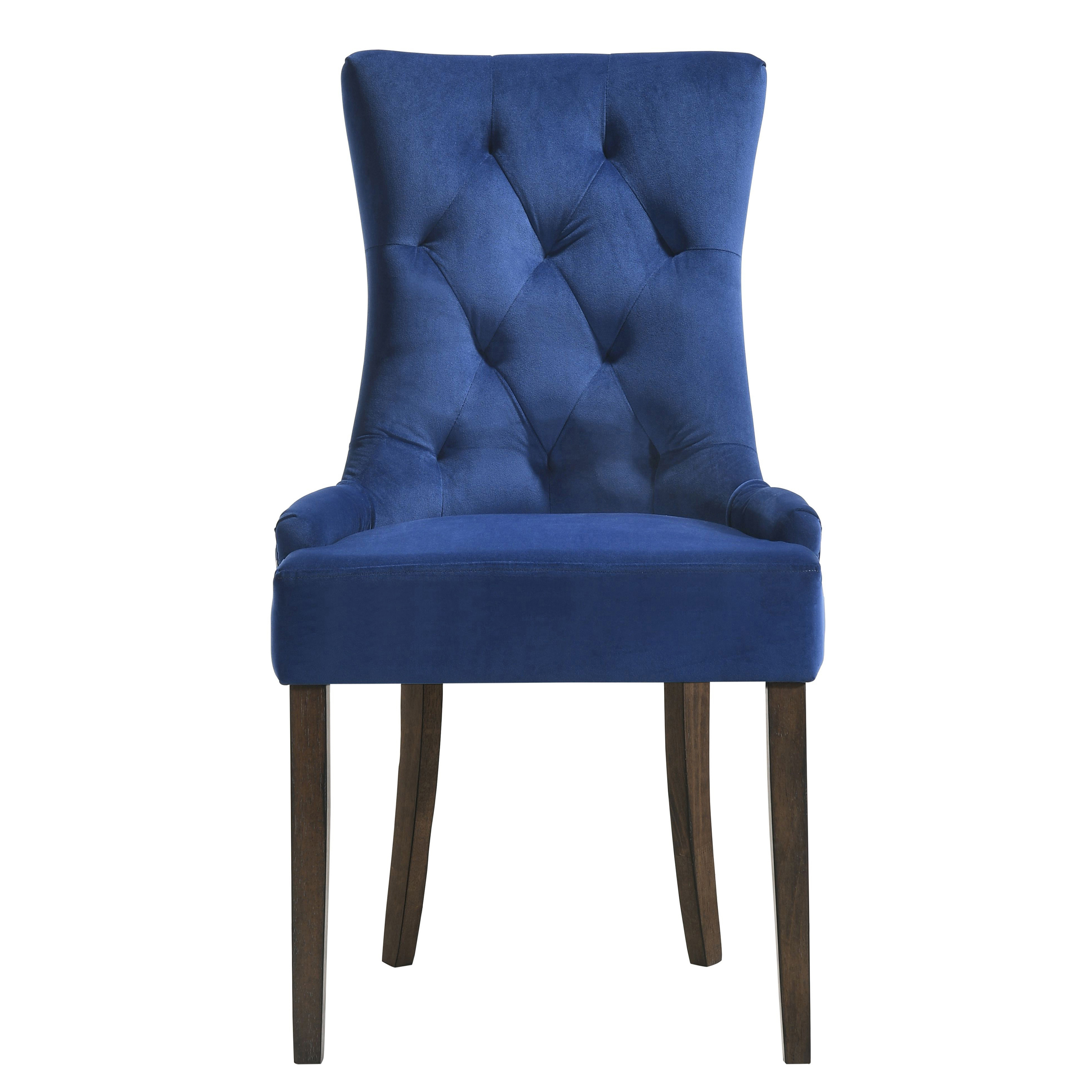 Blue and Weathered Oak Tufted Back Side Chairs (Set of 2)