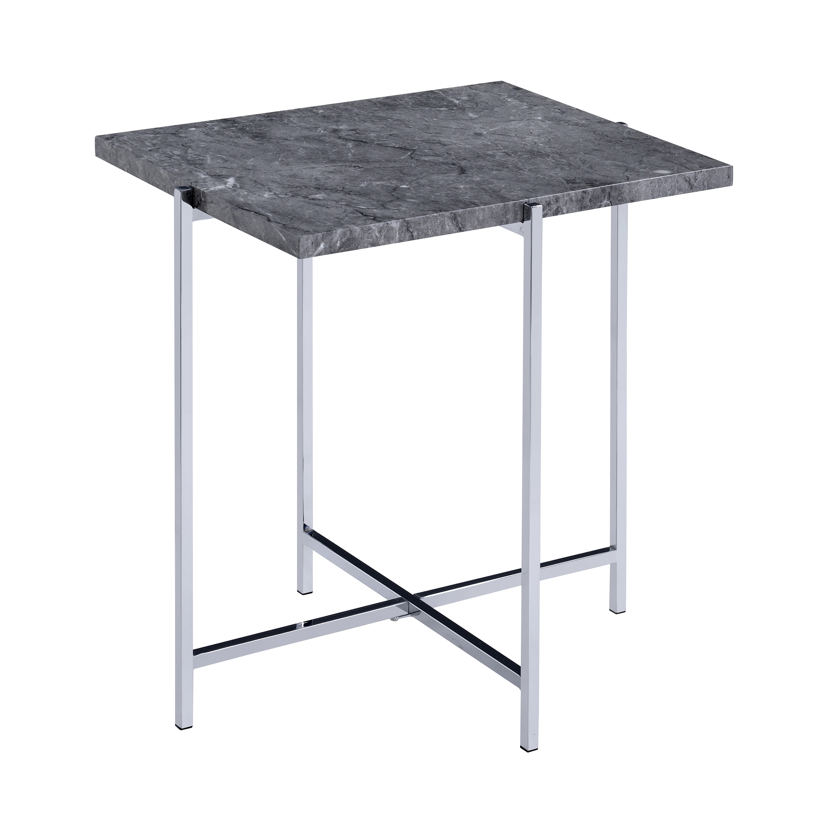 Grey and Chrome Rectangle End Table