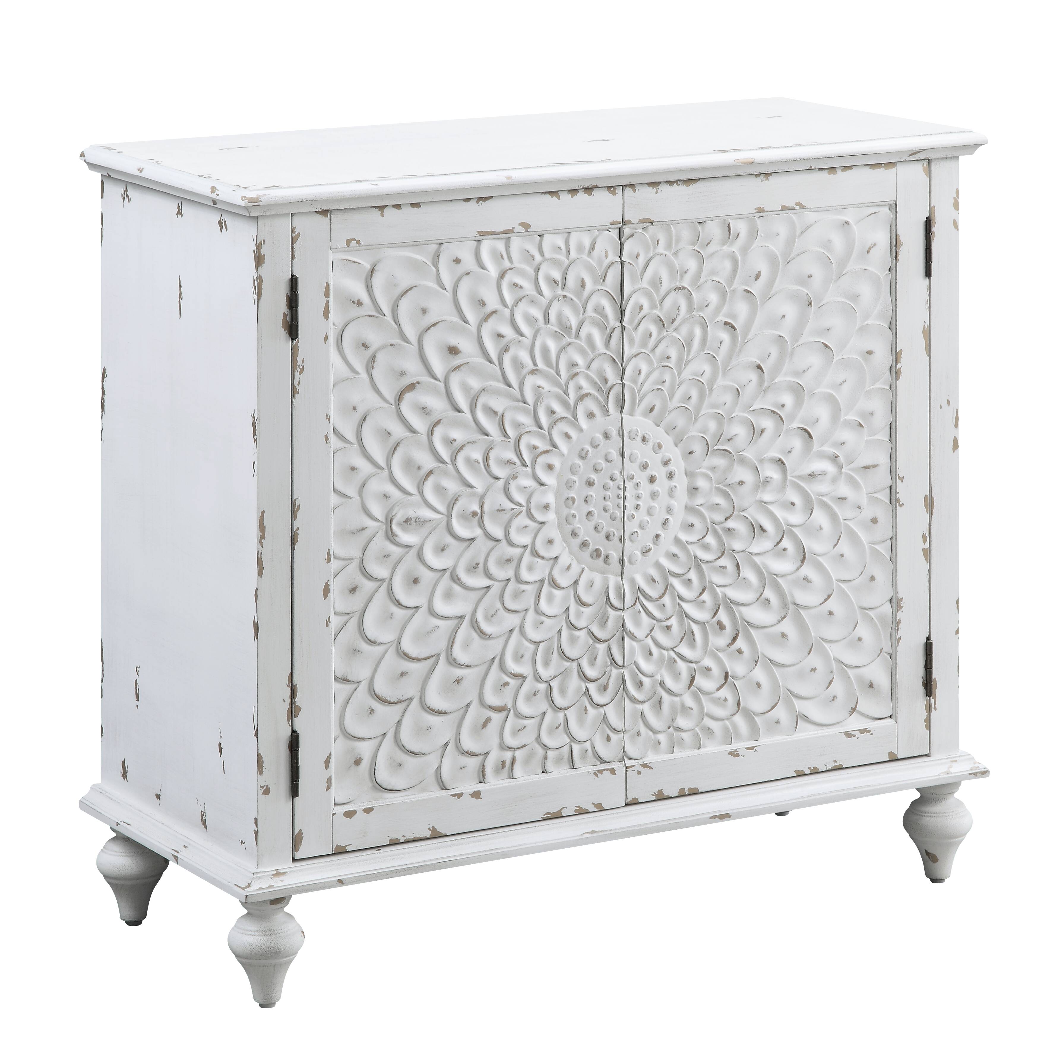 Antique White 2-Door Console Cabinet