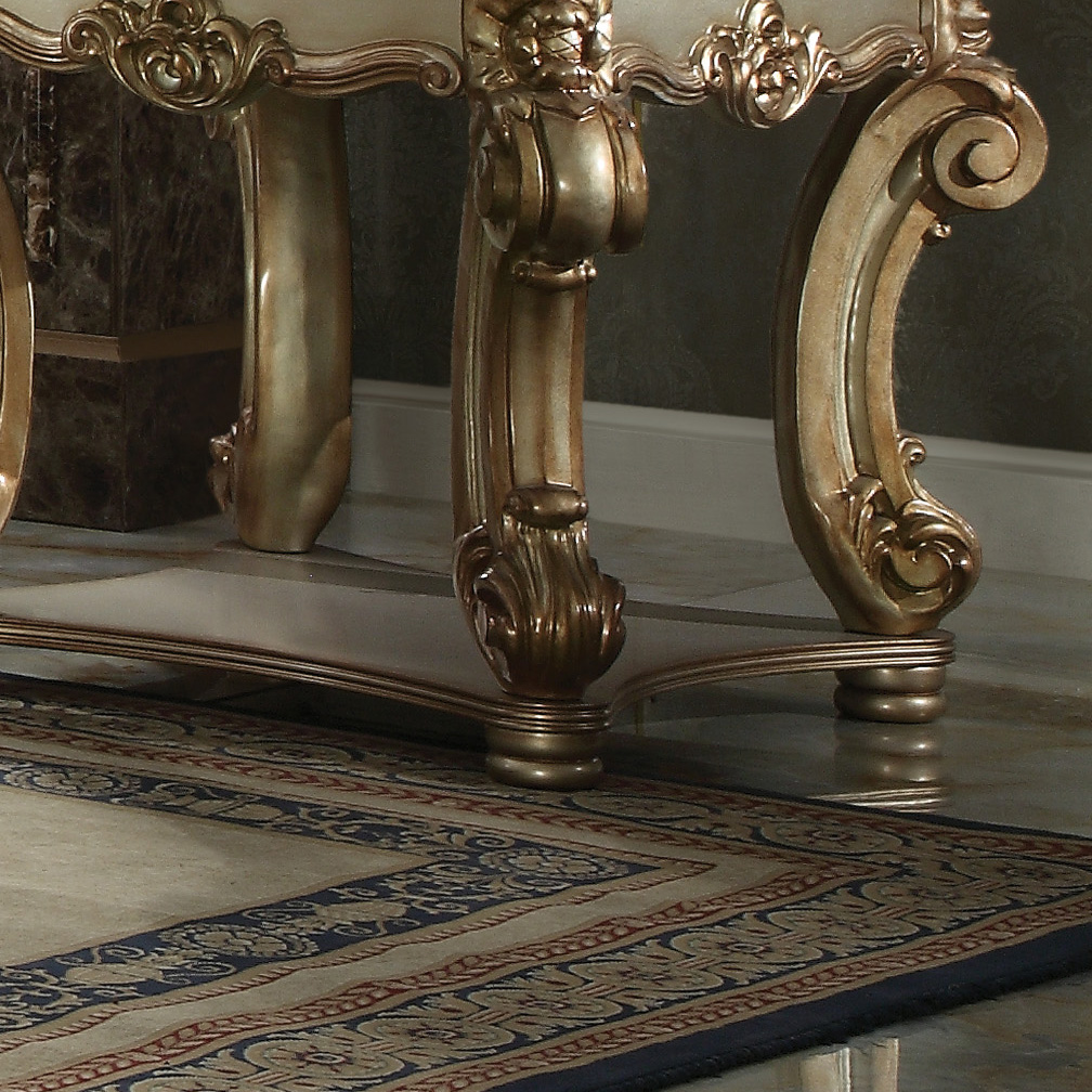 Gold Patina End Table with Bottom Shelf