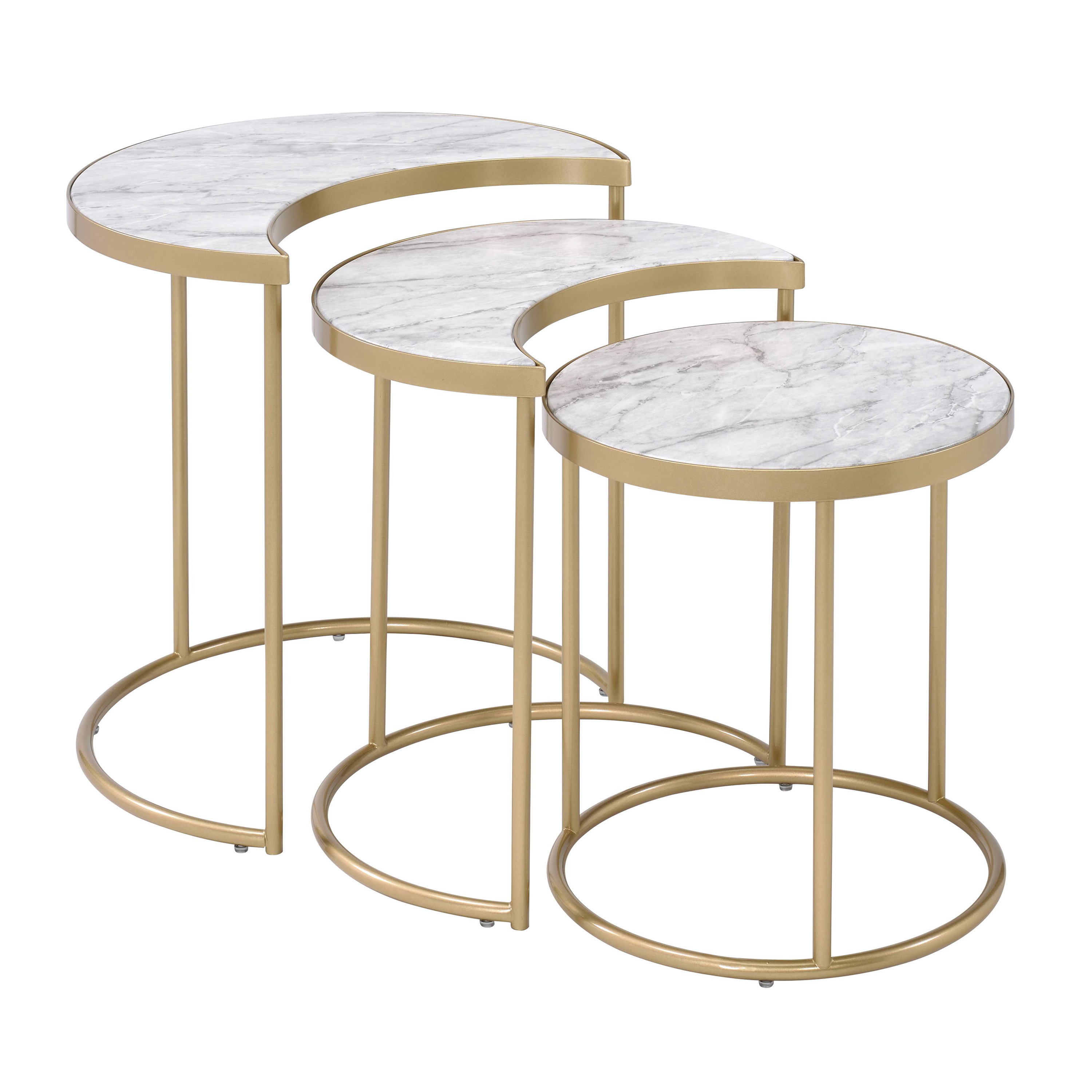 White and Gold 3-piece Nesting Tables