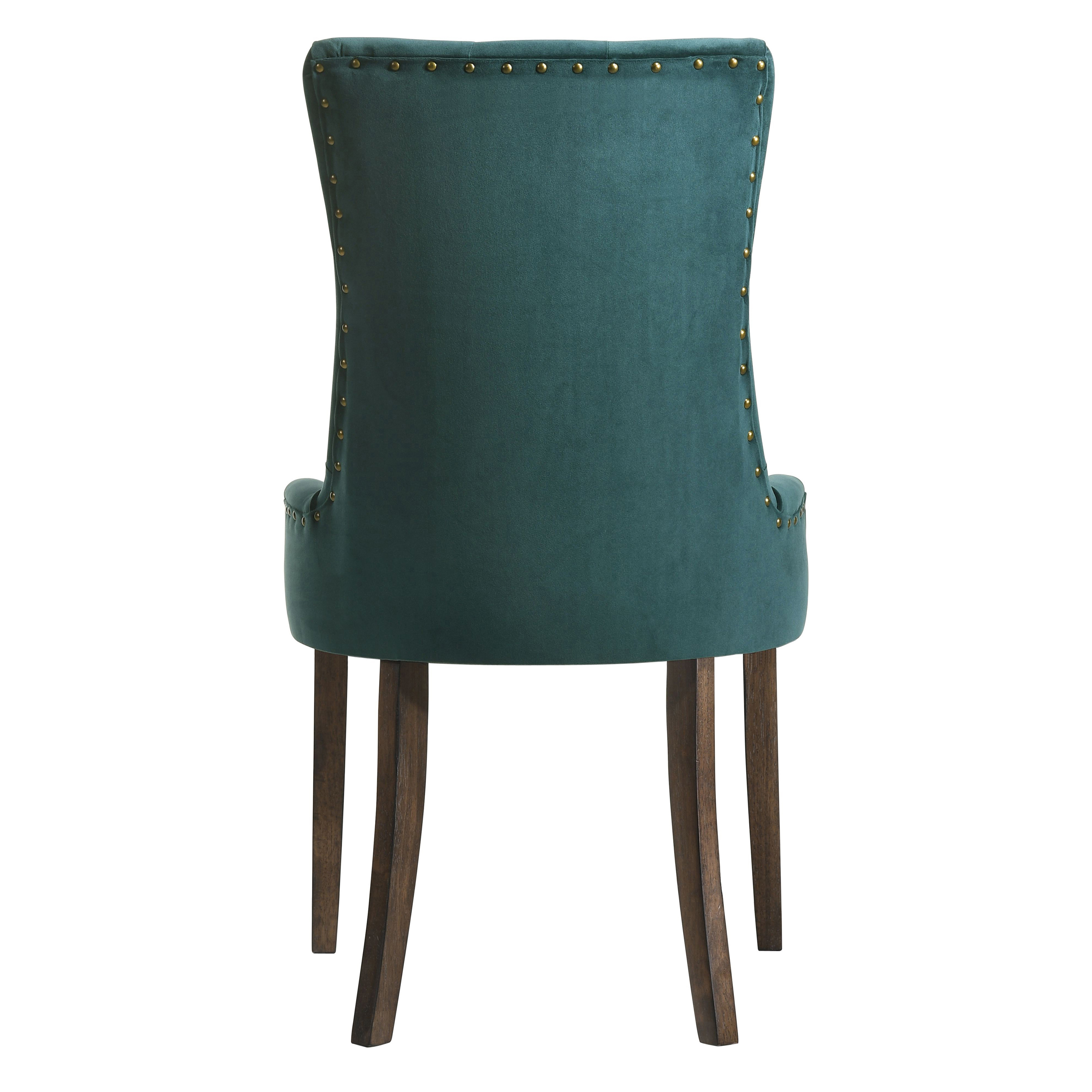 Green and Weathered Oak Tufted Back Side Chairs (Set of 2)