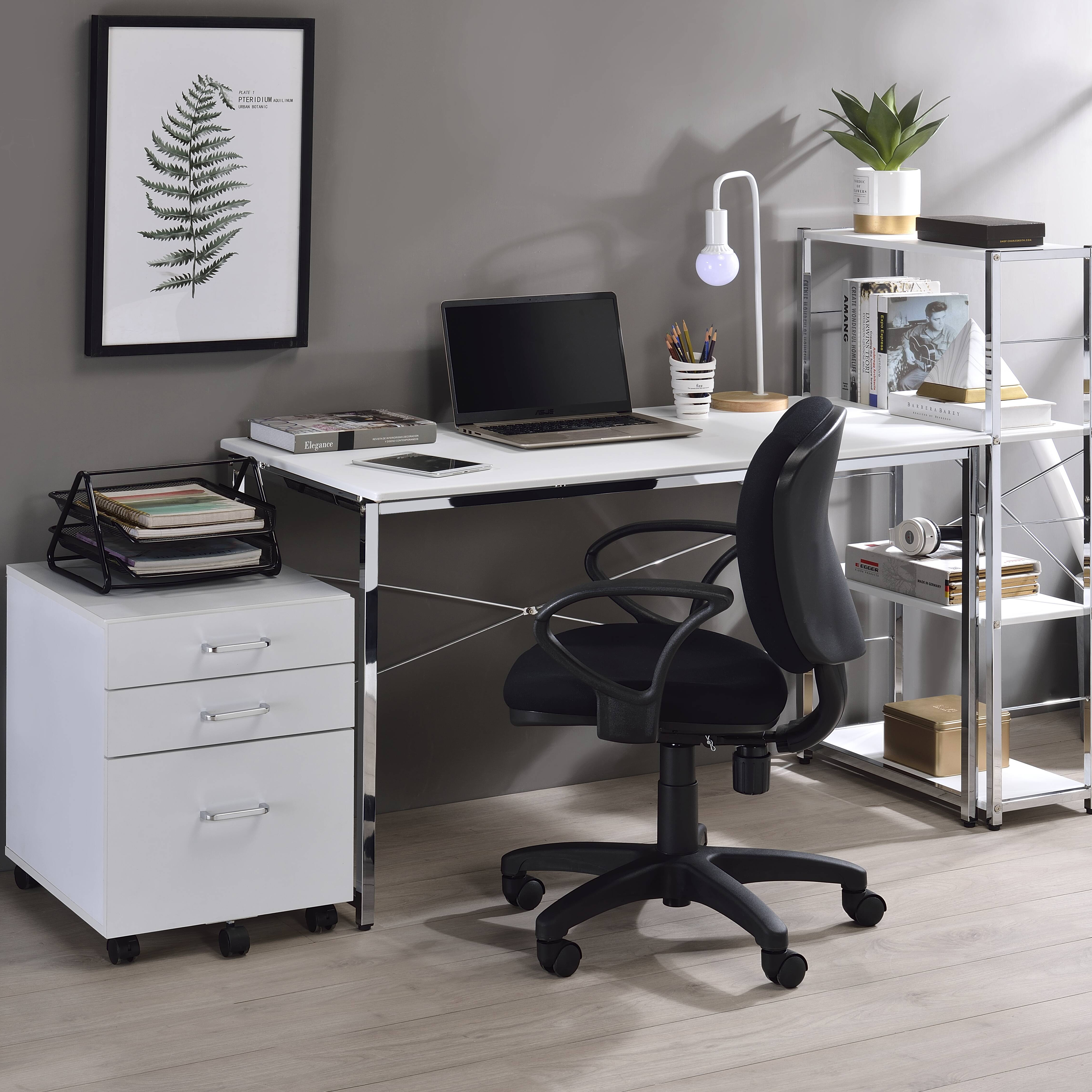 White and Chrome Writing Desk with Sled Base