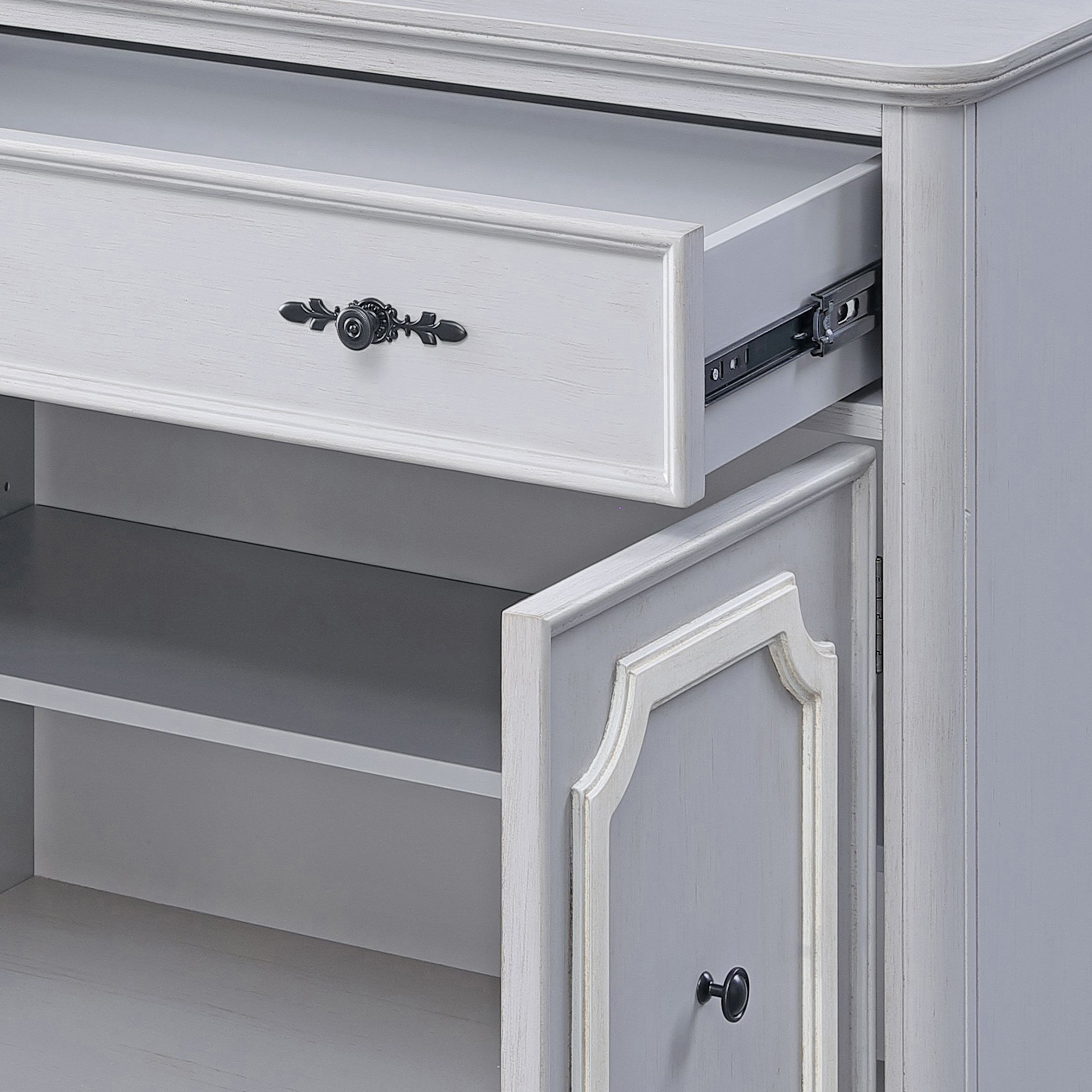 Grey 2-door Accent Cabinet with 1 Drawer