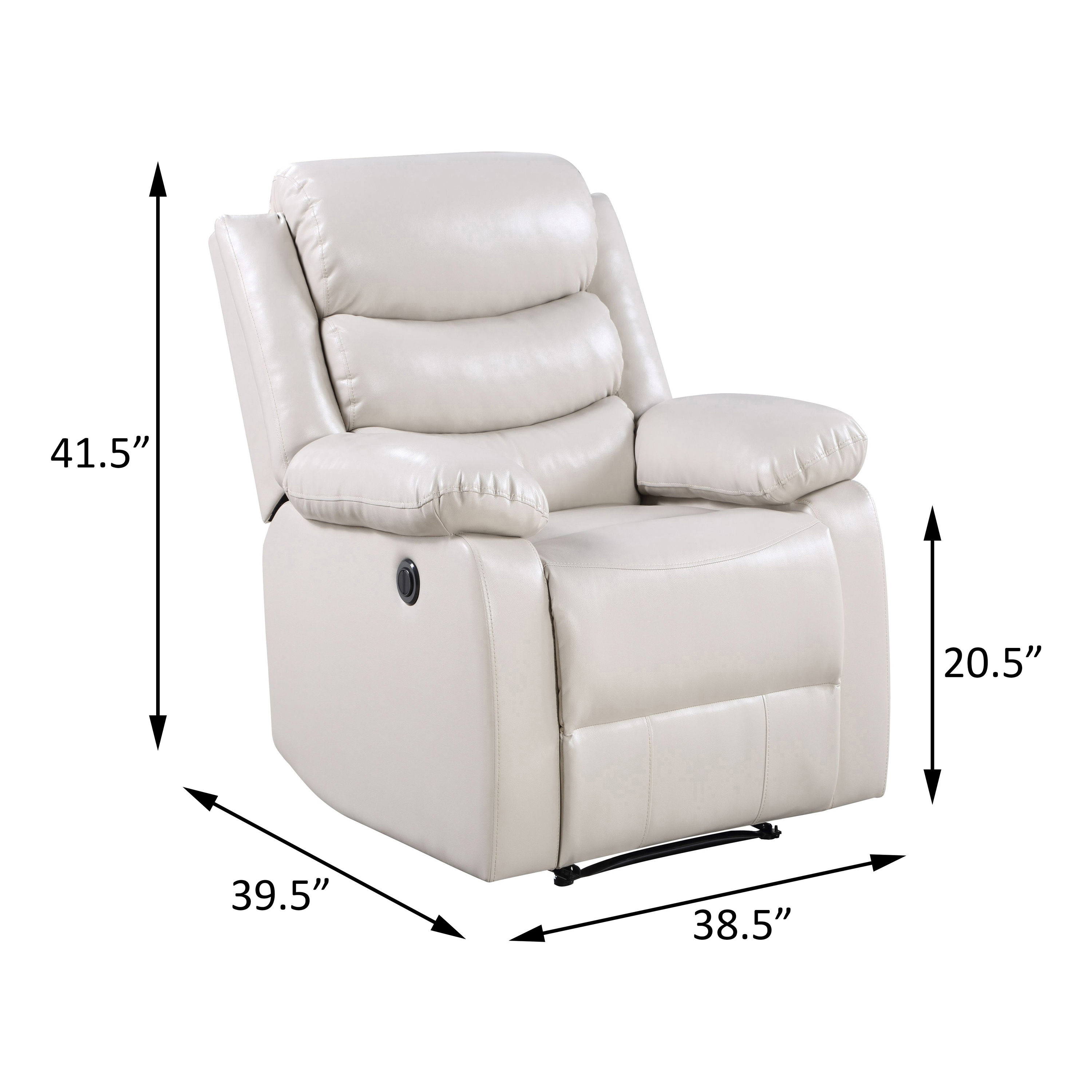 Beige Power Recliner with Pillow Top Arms