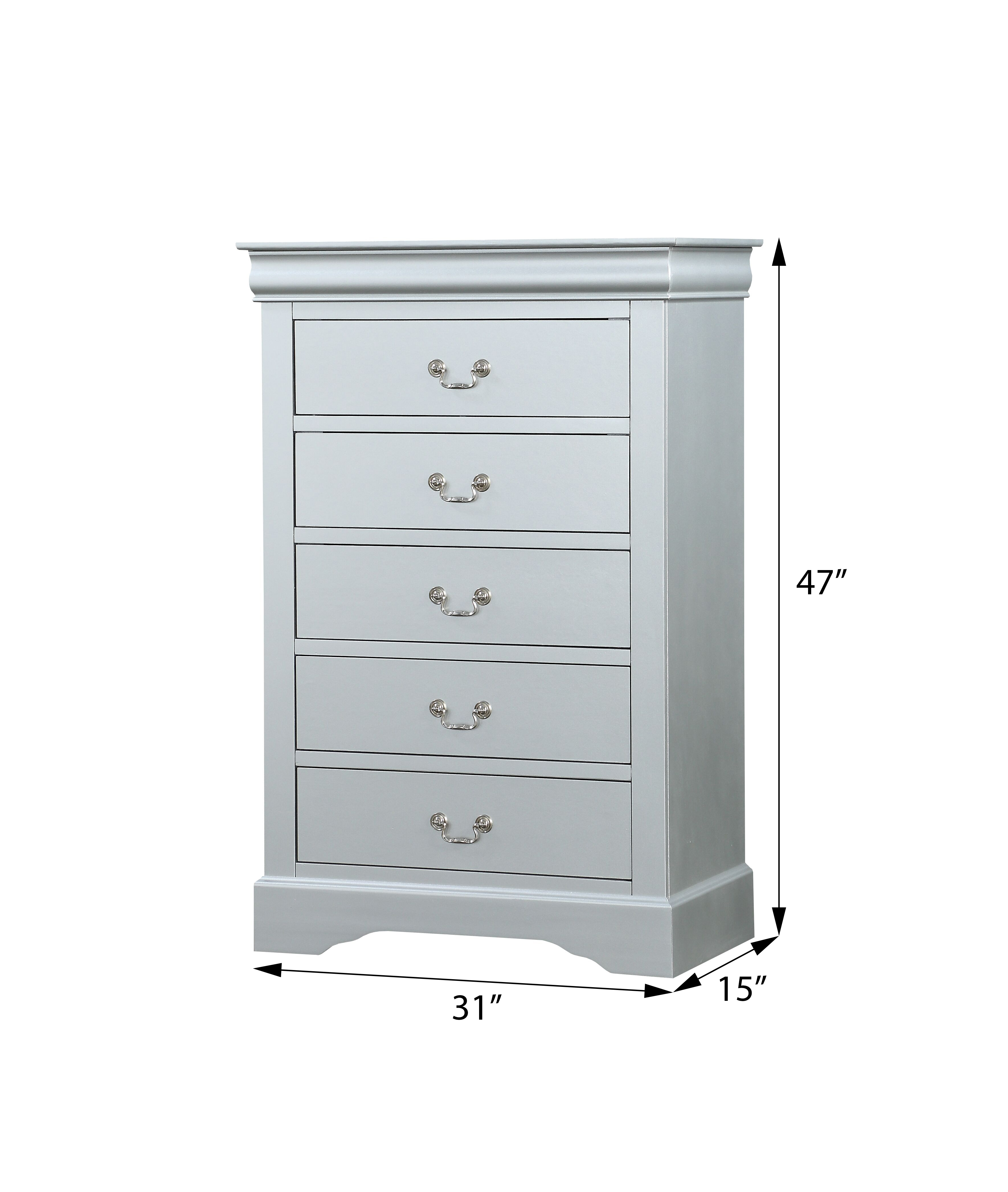 Platinum 5-Drawer Chest with Metal Handles