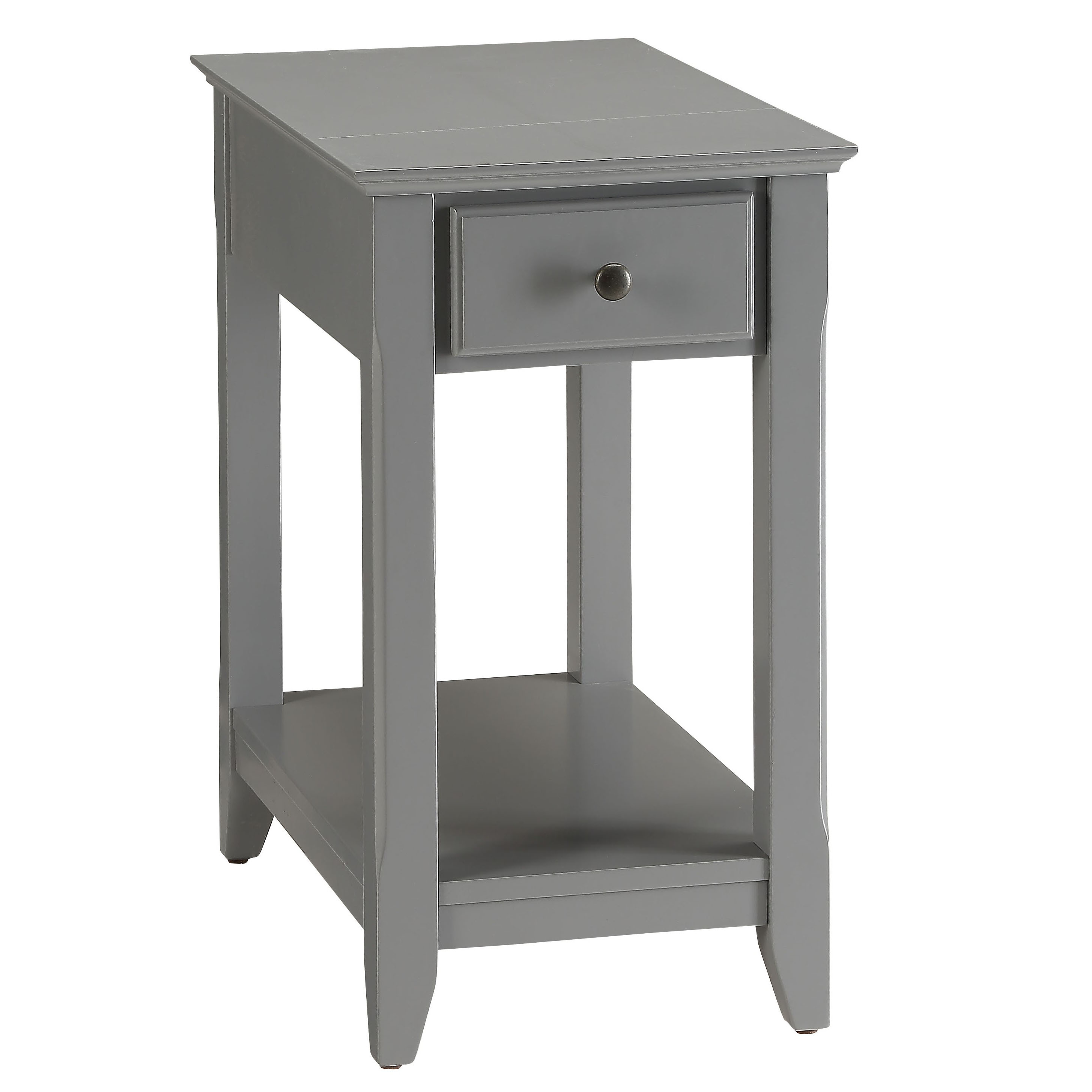 Grey Accent Table with Bottom Shelf