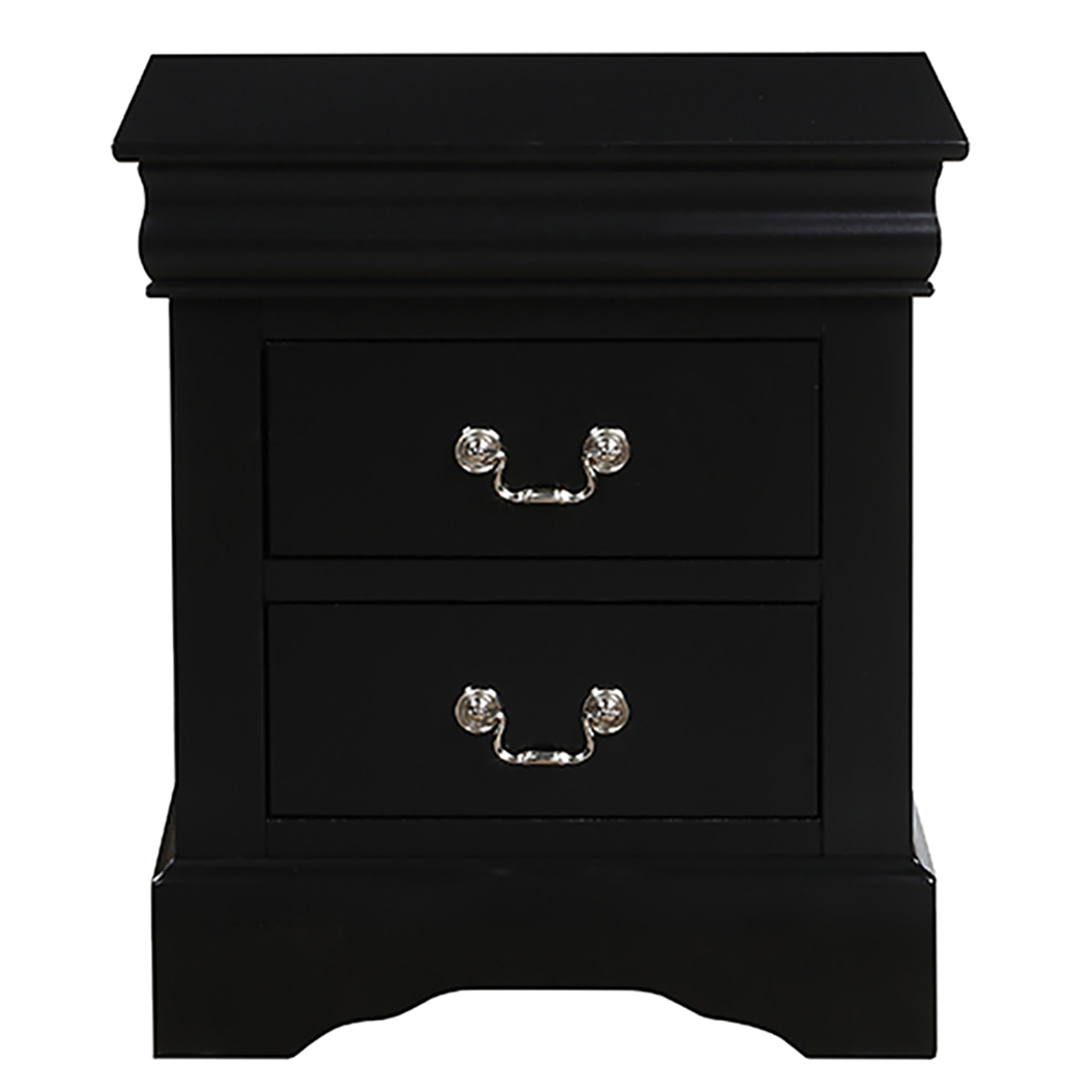 Black 2-Drawer Nightstand