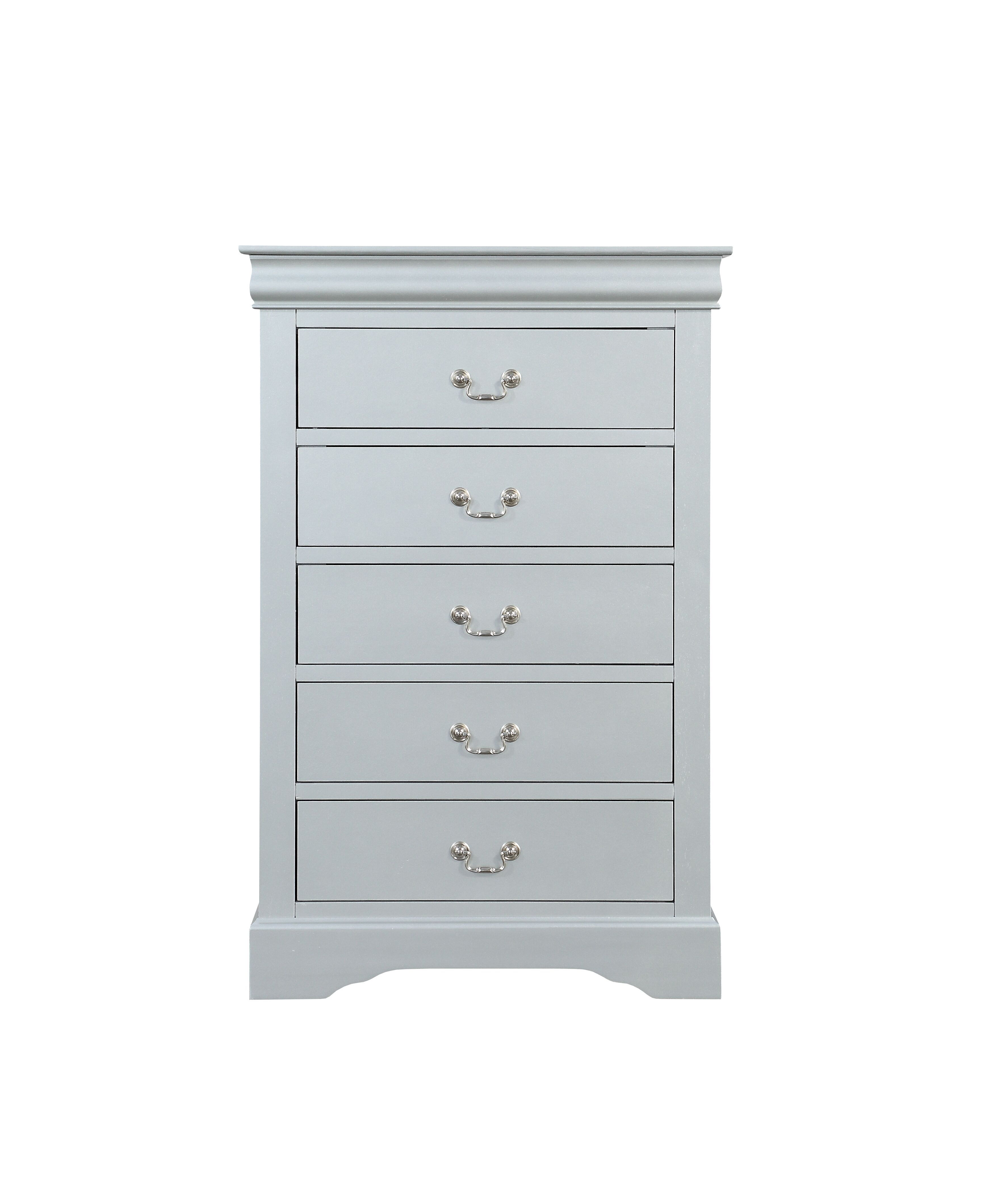 Platinum 5-Drawer Chest with Metal Handles