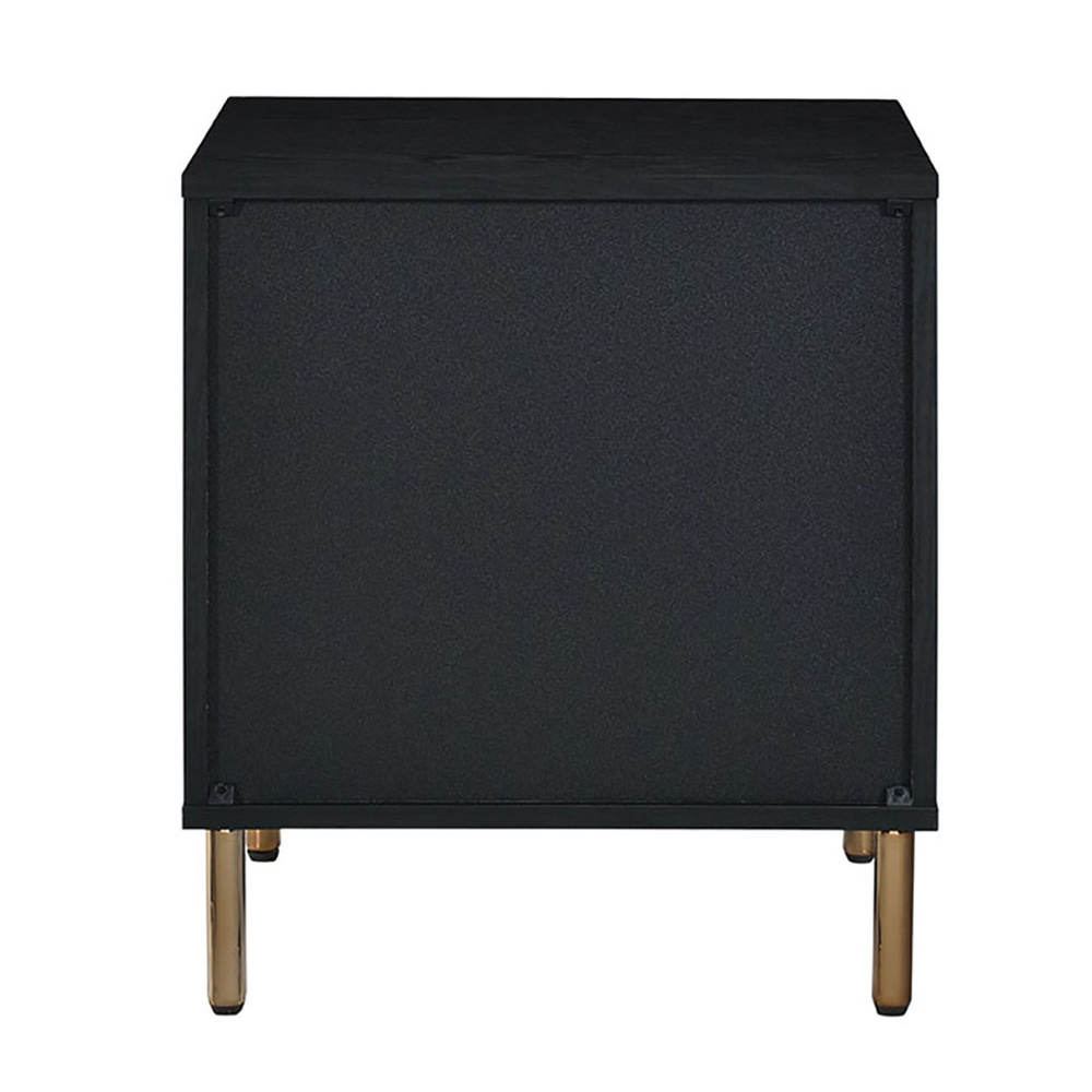 Black, Silver and Gold 3-Drawer Nightstand with Metal Leg