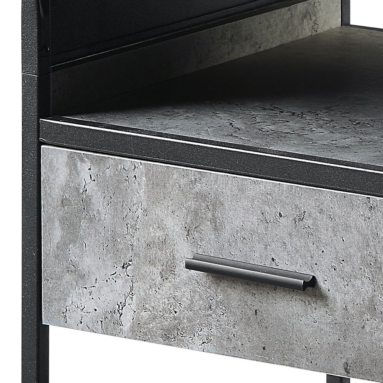 Concrete Grey and Black 1-drawer End Table