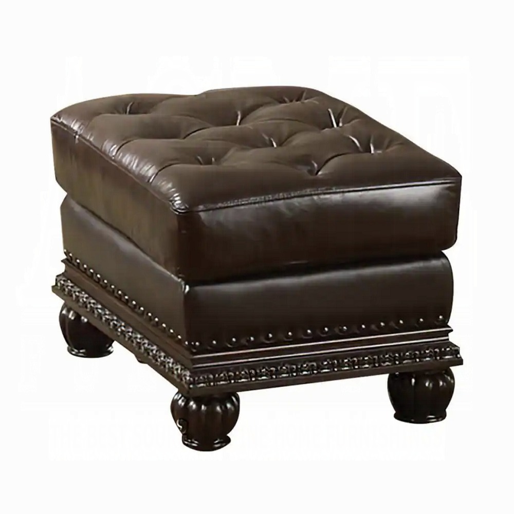 Espresso and Cherry Tufted Ottoman