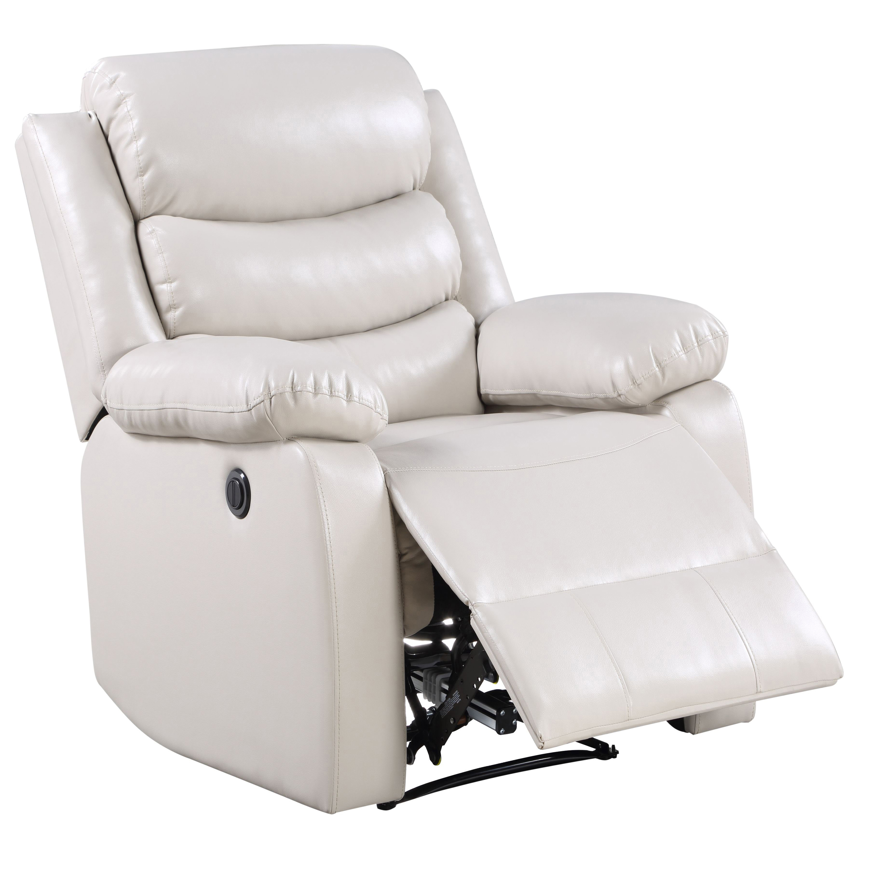 Beige Power Recliner with Pillow Top Arms