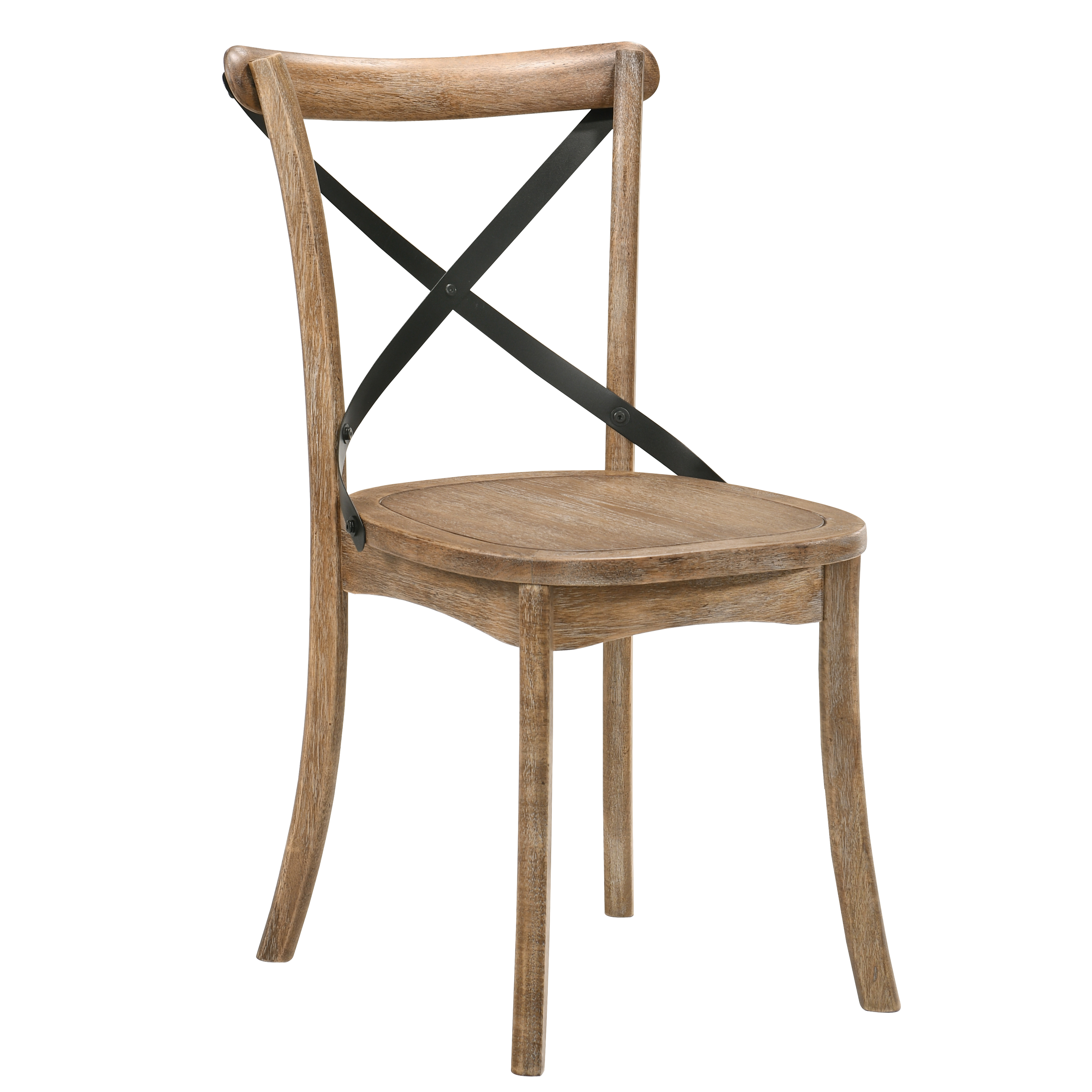 Rustic Oak Side Chair with Cross Back (Set of 2)