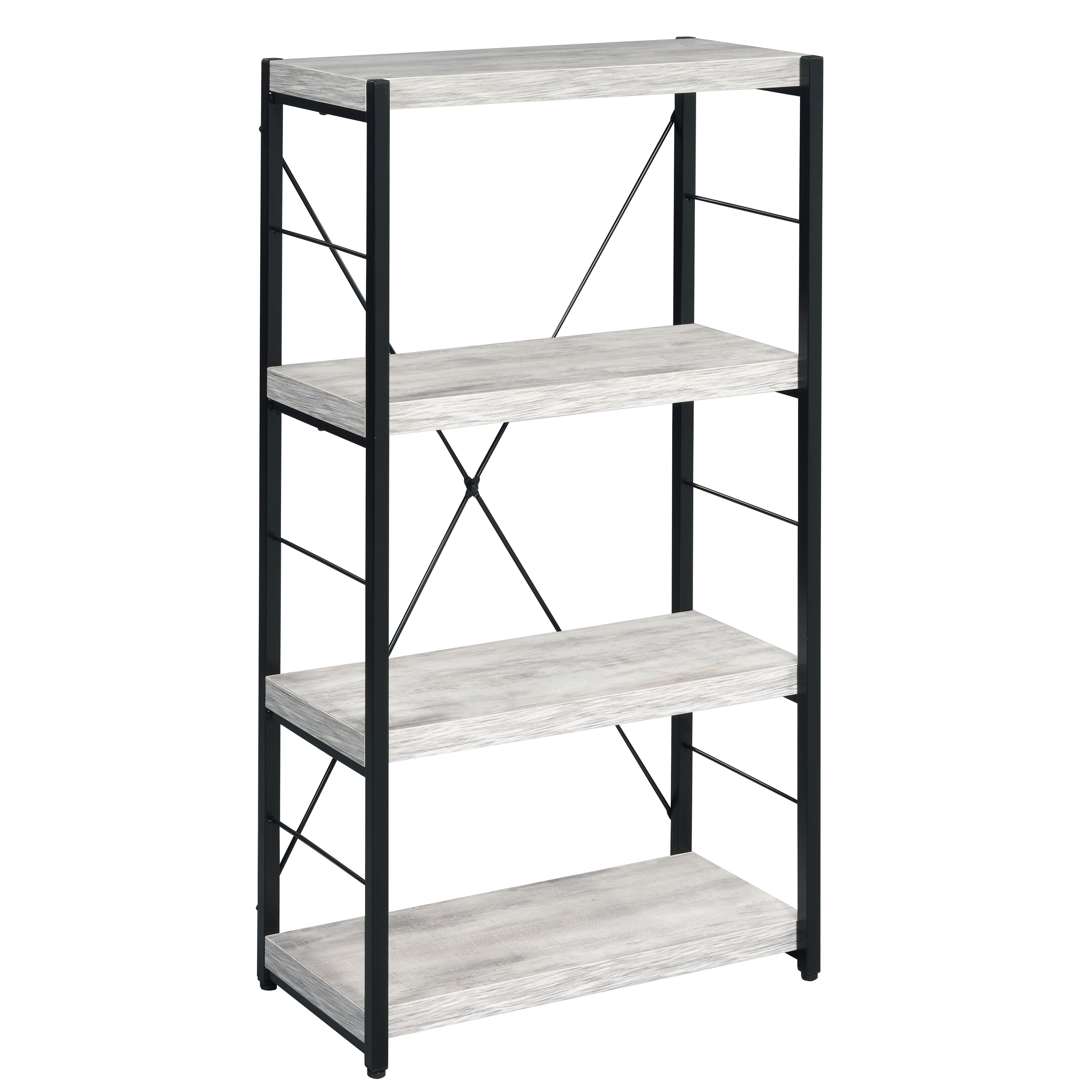 Antique White and Black 3-shelf Bookcase