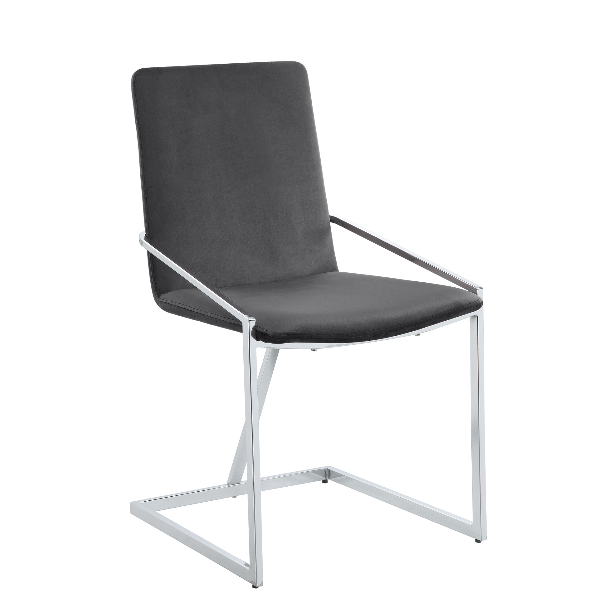 Grey and Chrome Side Chair with Metal Base (Set of 2)