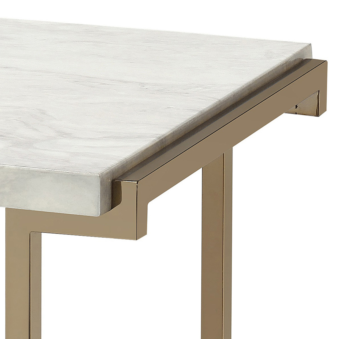 White and Champagne Sled Base End Table