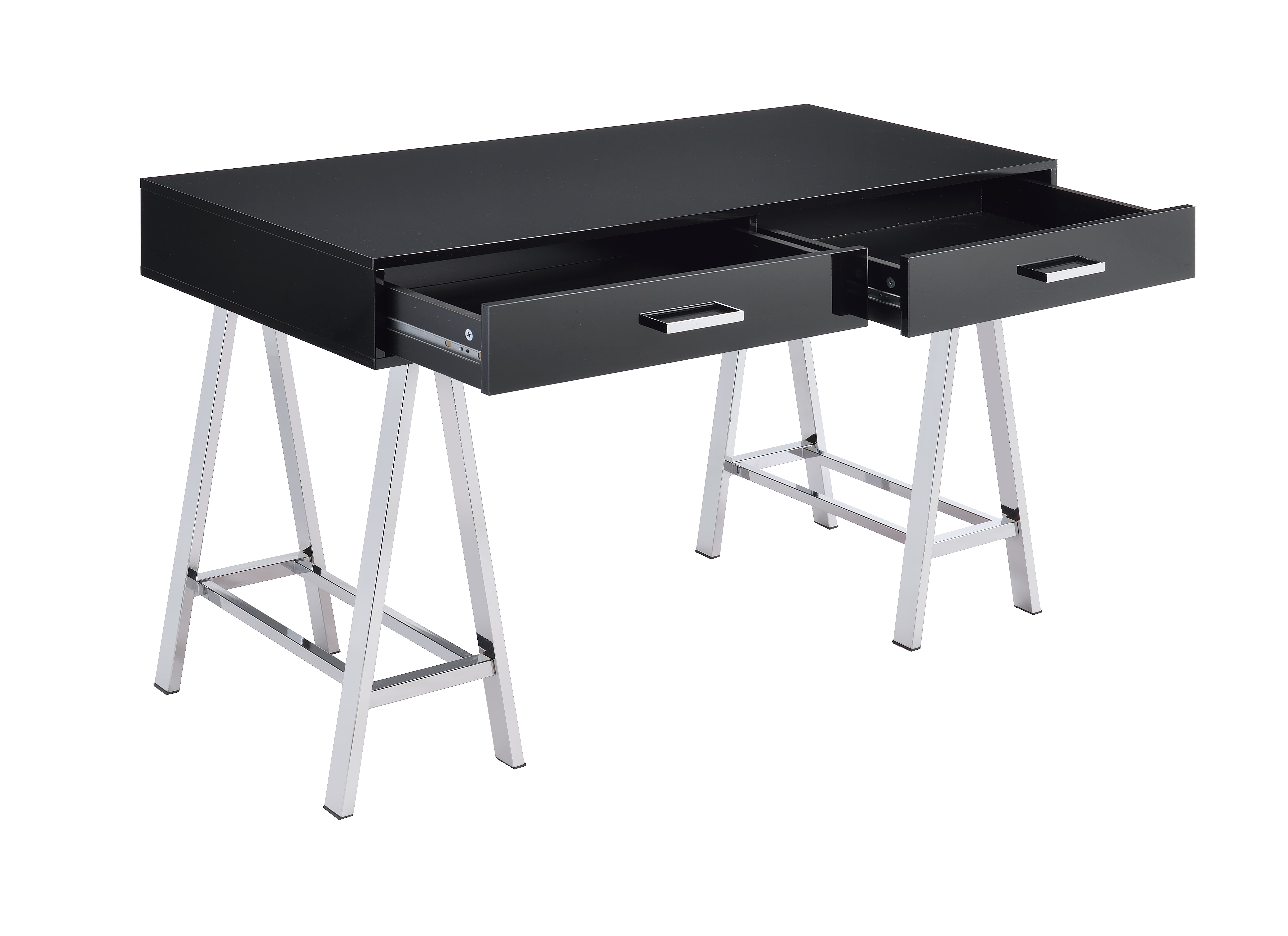 Black High Gloss and Chrome Writing Desk with USB Port