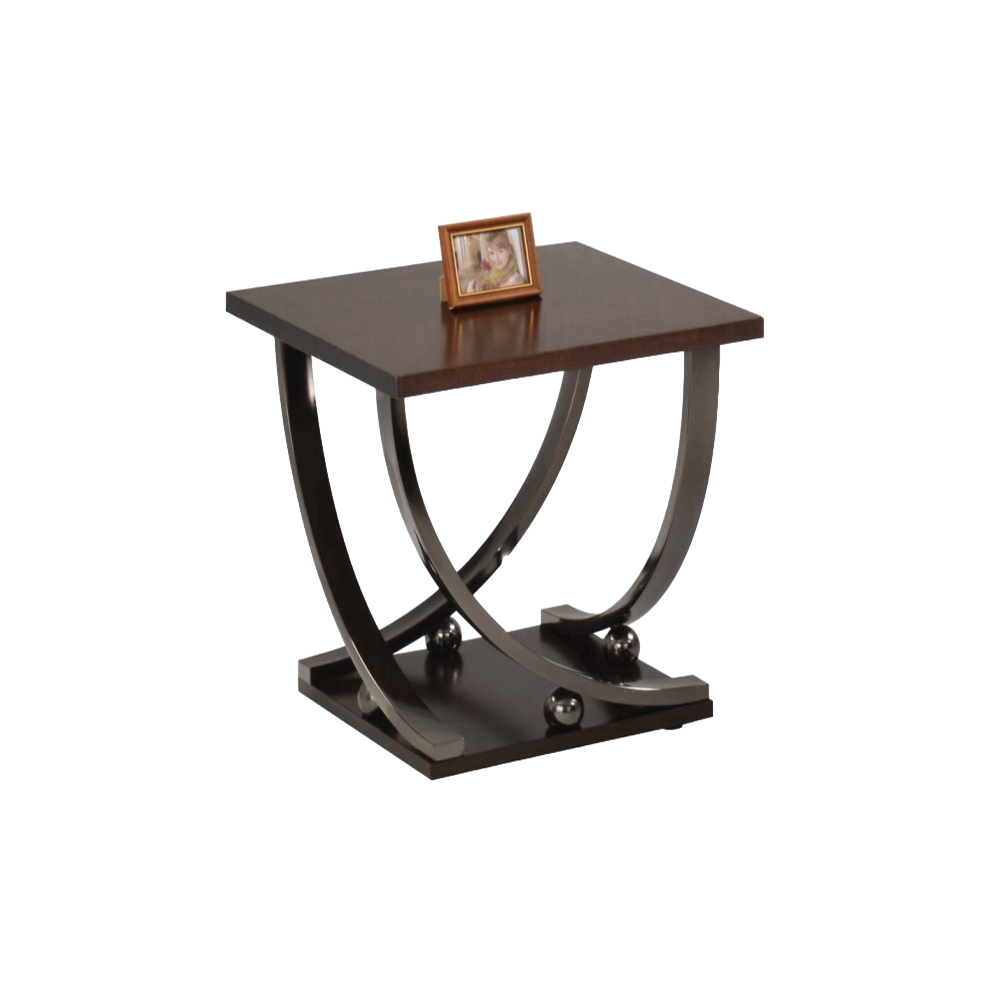 Black Nickel End Table with Bottom Shelf