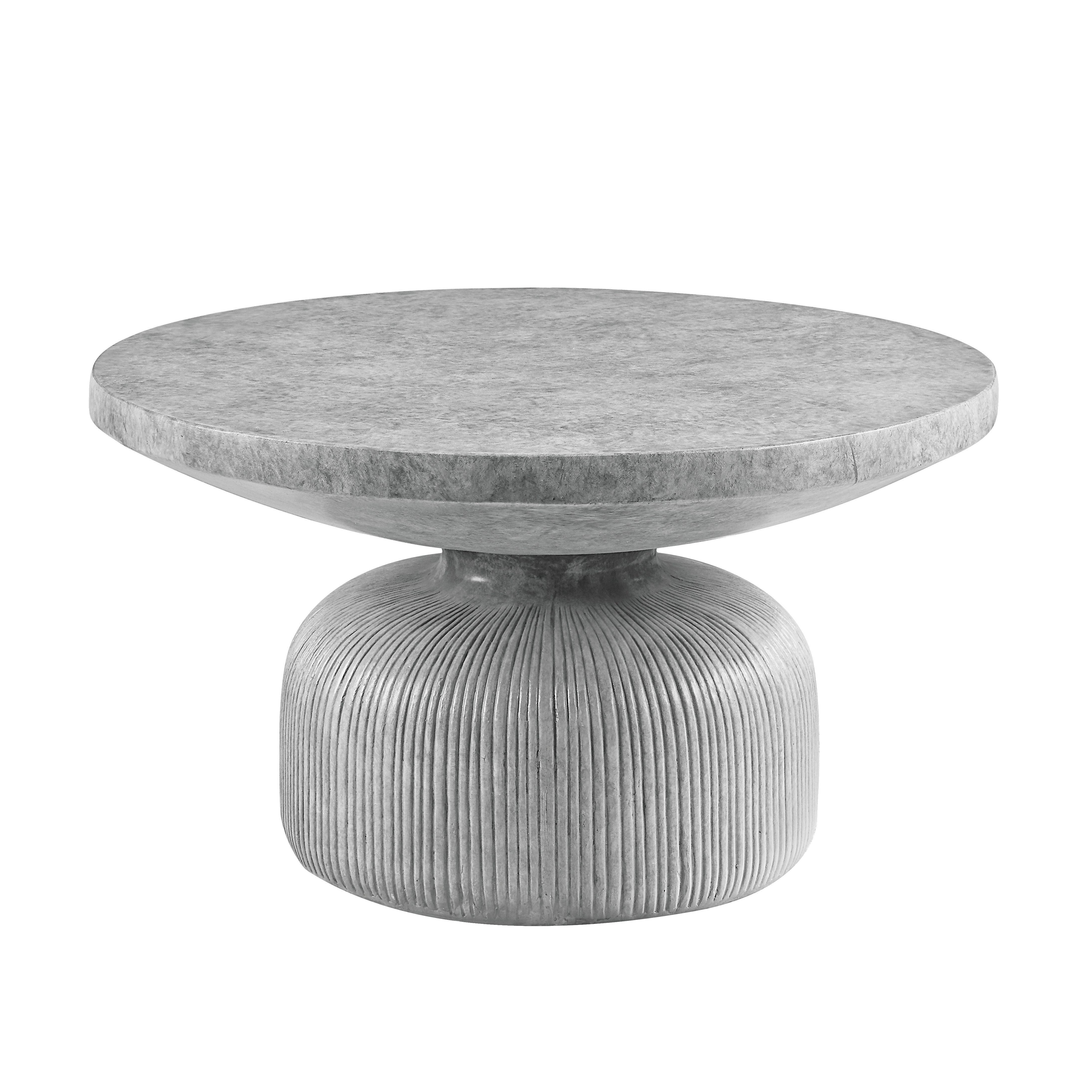 Weathered Grey Coffee Table with Round Top and Pedestal Base