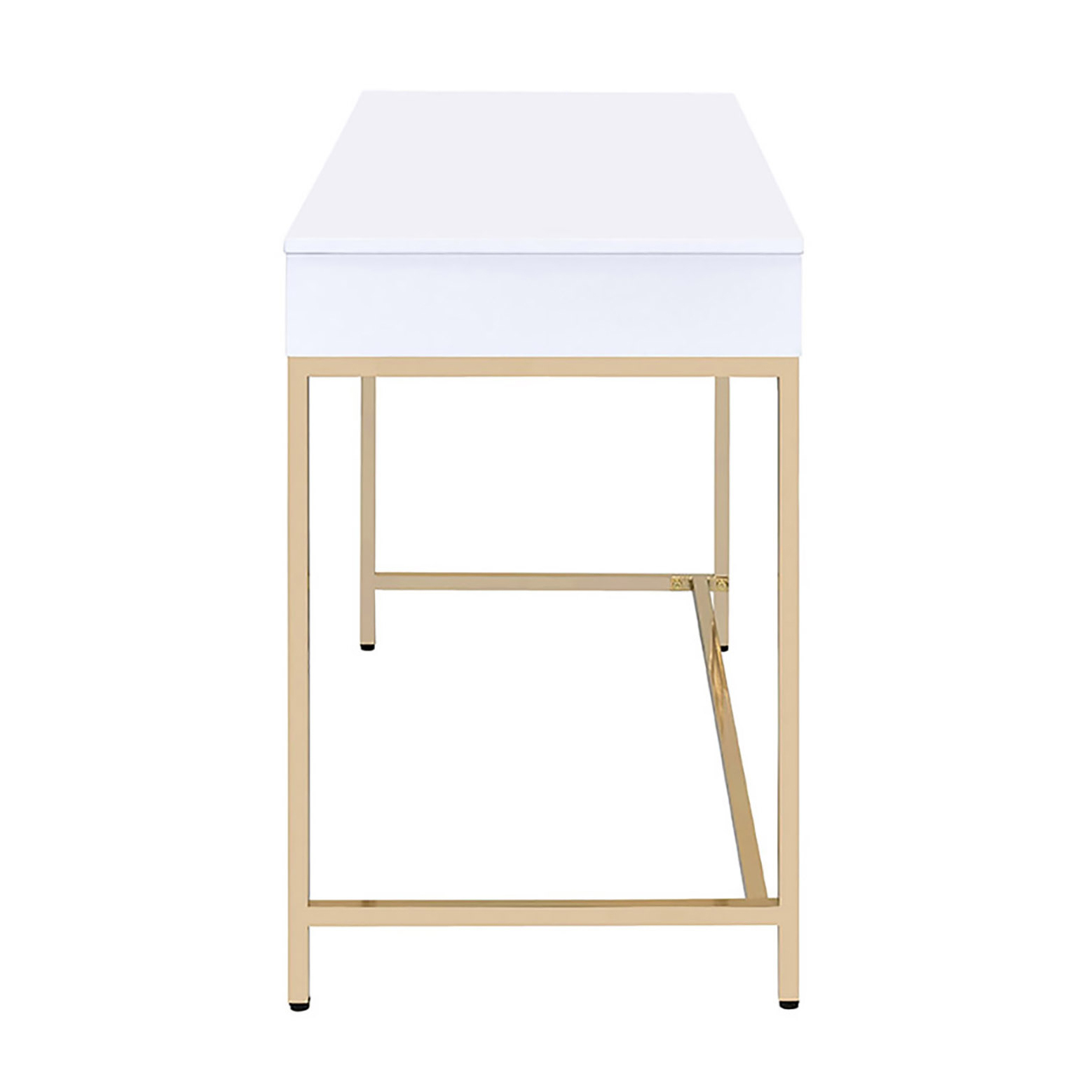 White High Gloss and Gold 2-Drawer Writing Desk