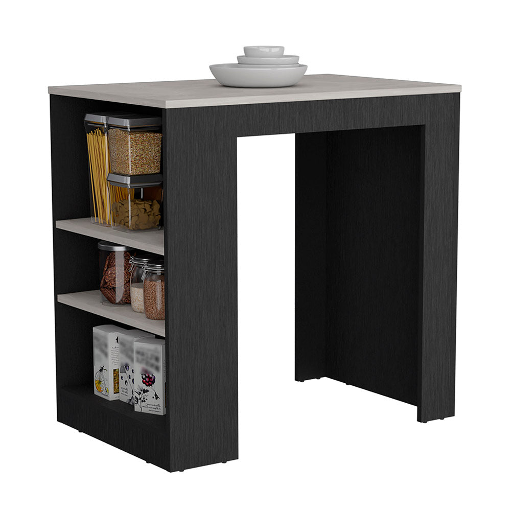 Highlands Kitchen Island with Storage Base in Black and Ibiza Marble