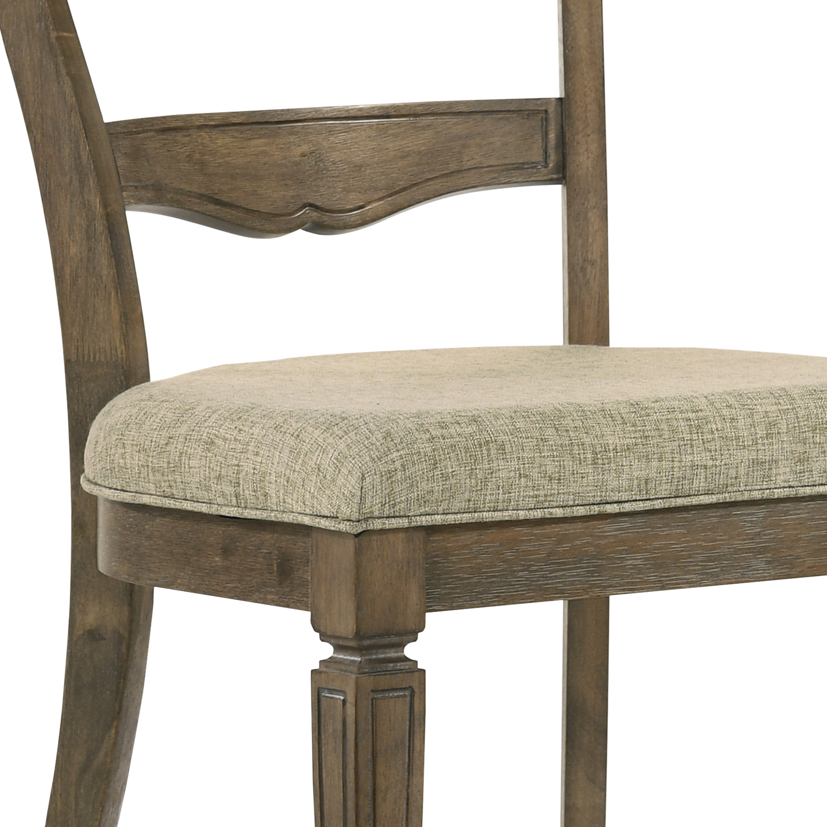 Beige and Weathered Oak Side Chair with Ladder Back (Set of 2)