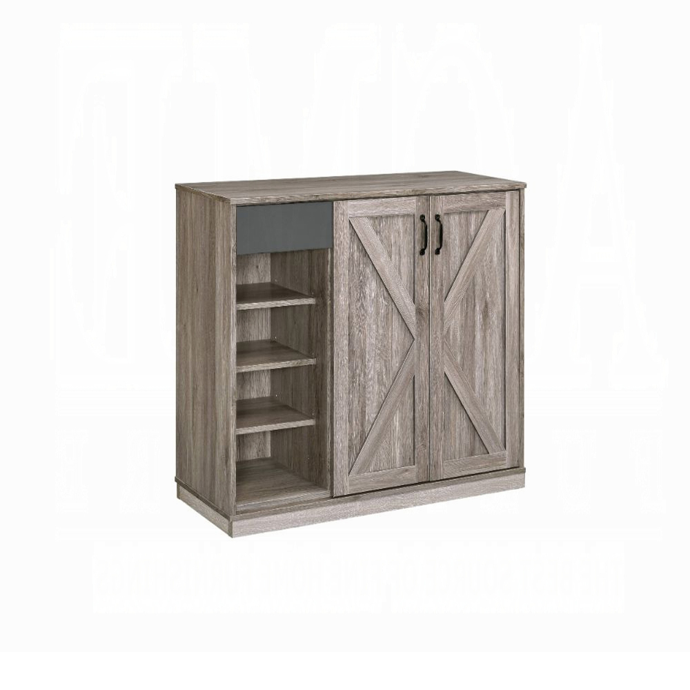 Rustic Grey Oak 4-Shelf Shoe Cabinet