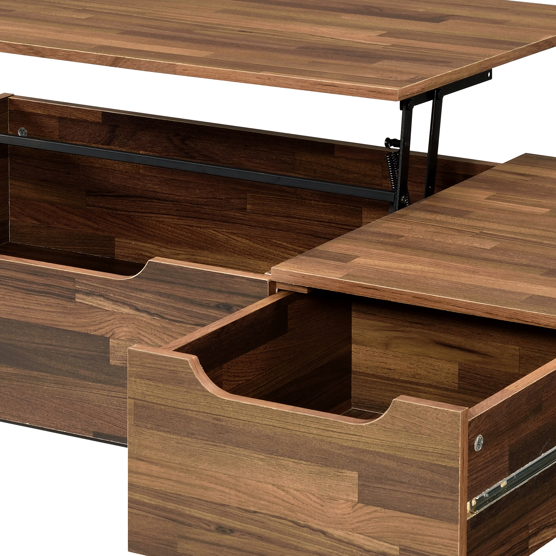 Walnut 1-Drawer Coffee Table with Lift Top